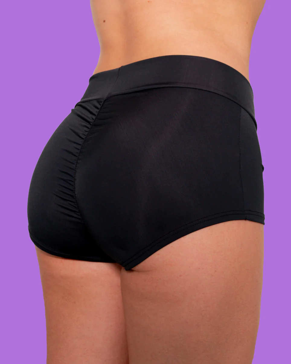 Black Scrunch Back Booty Shorts - Image 2