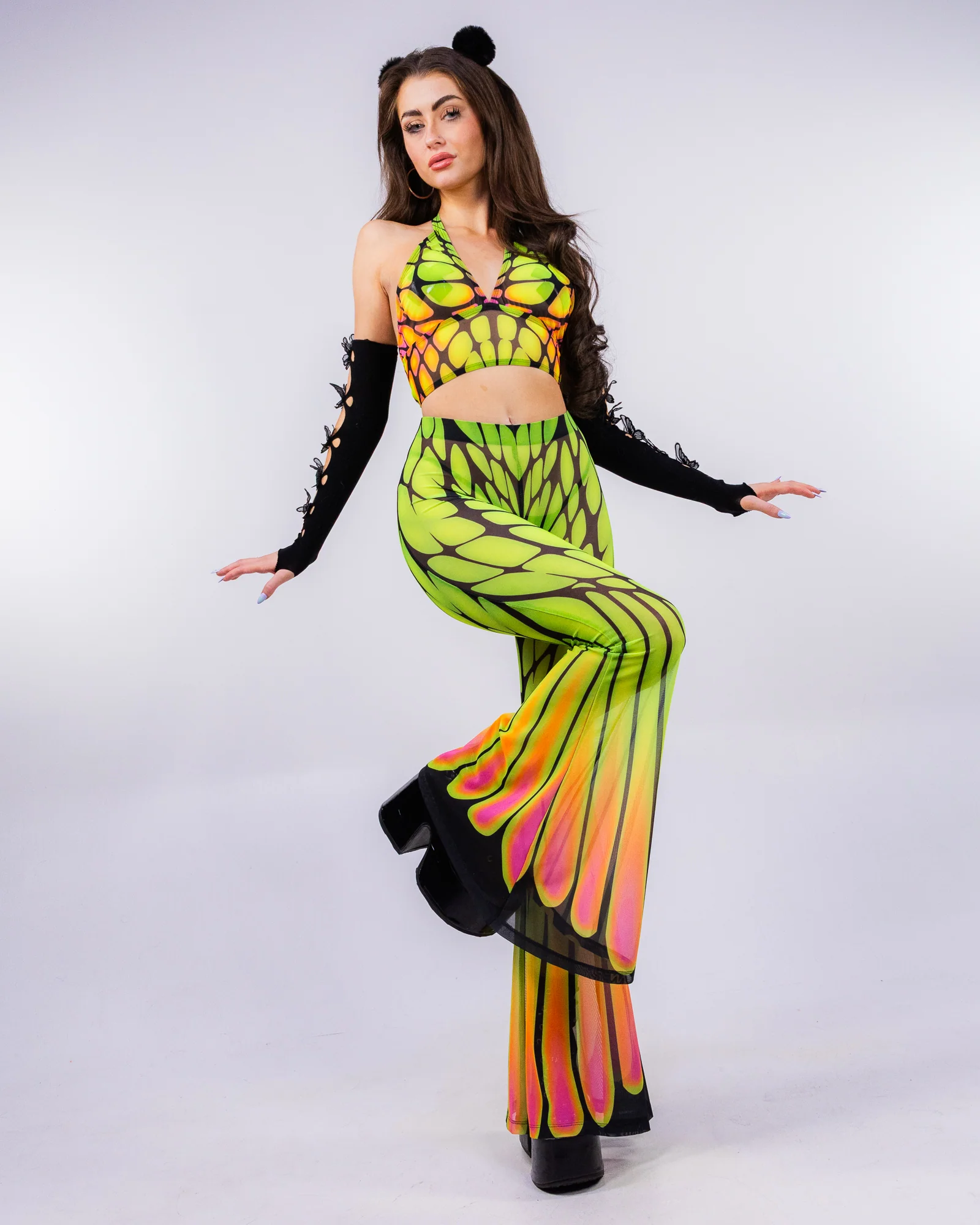 Badinka Papilion Women's Neon Mesh Pants Set - Image 7