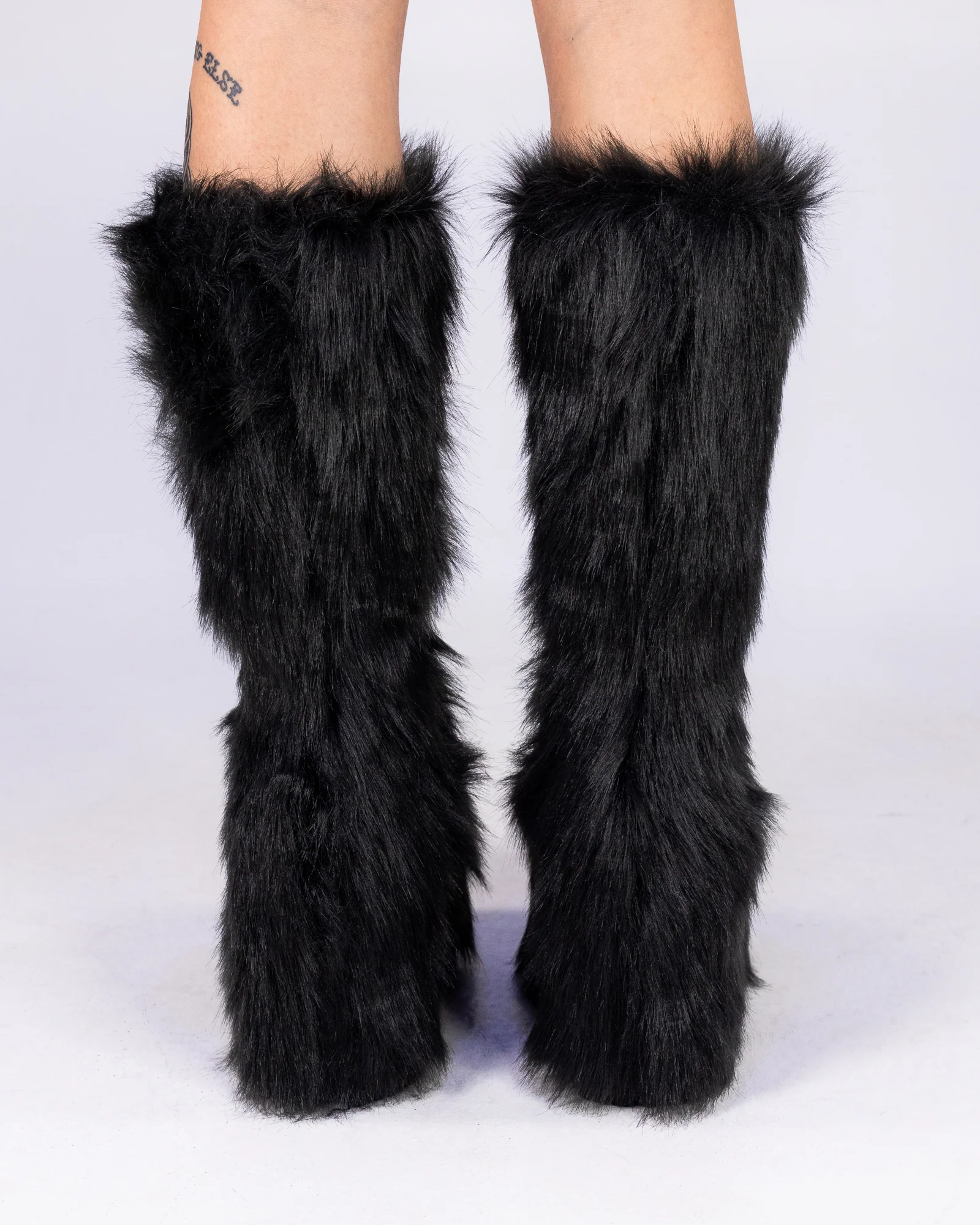 Black Electric Fuzz Women's Faux Fur Platform Boots - Image 4