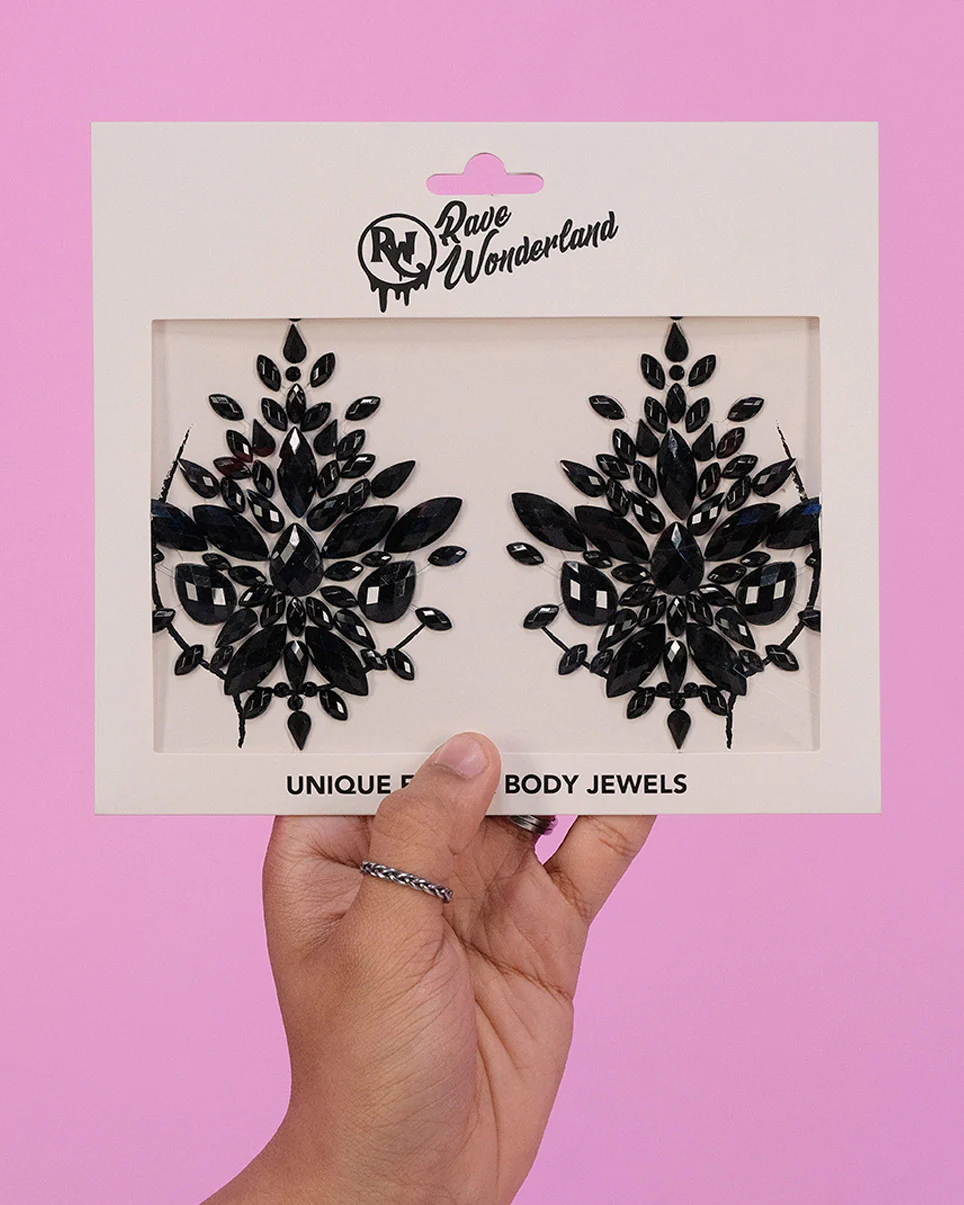 Black Rhinestone Self-Adhesive Jewel Pasties - Image 2