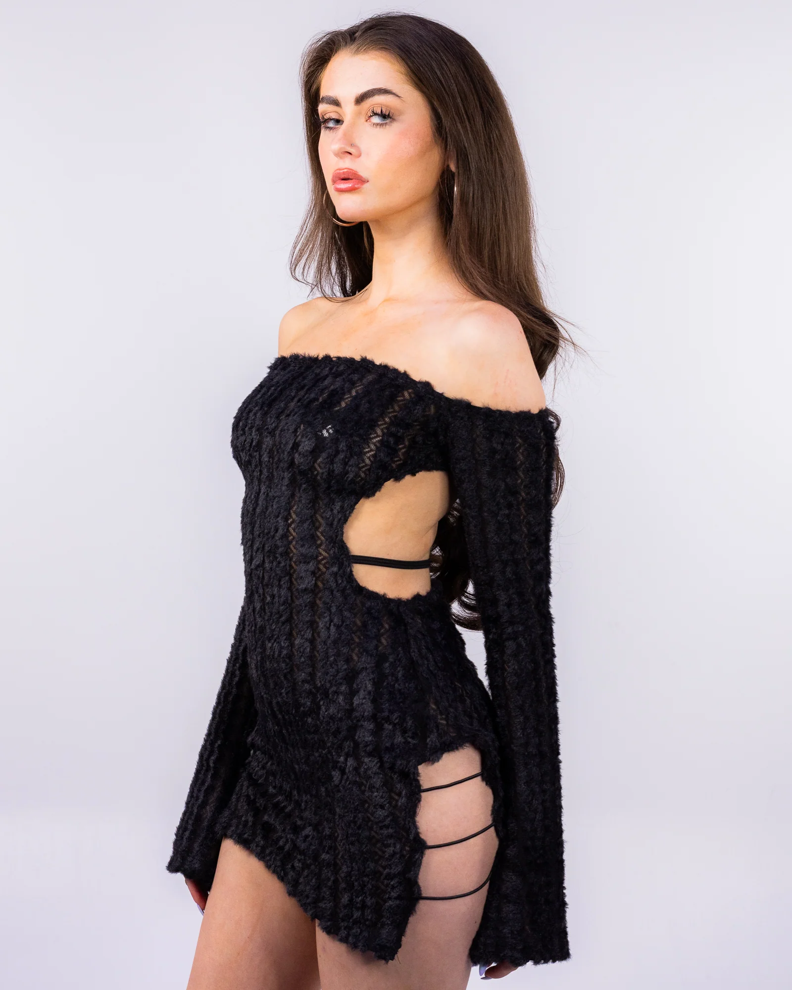 Black Under Rated Women's Knit Off Shoulder Dress