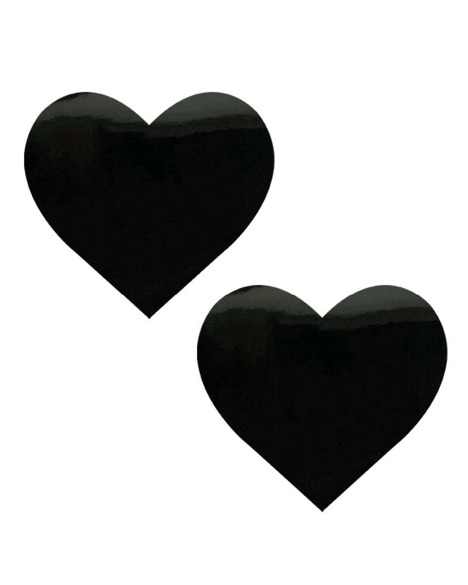 Black Vixen Heart Wet Vinyl Pasties - Image 2