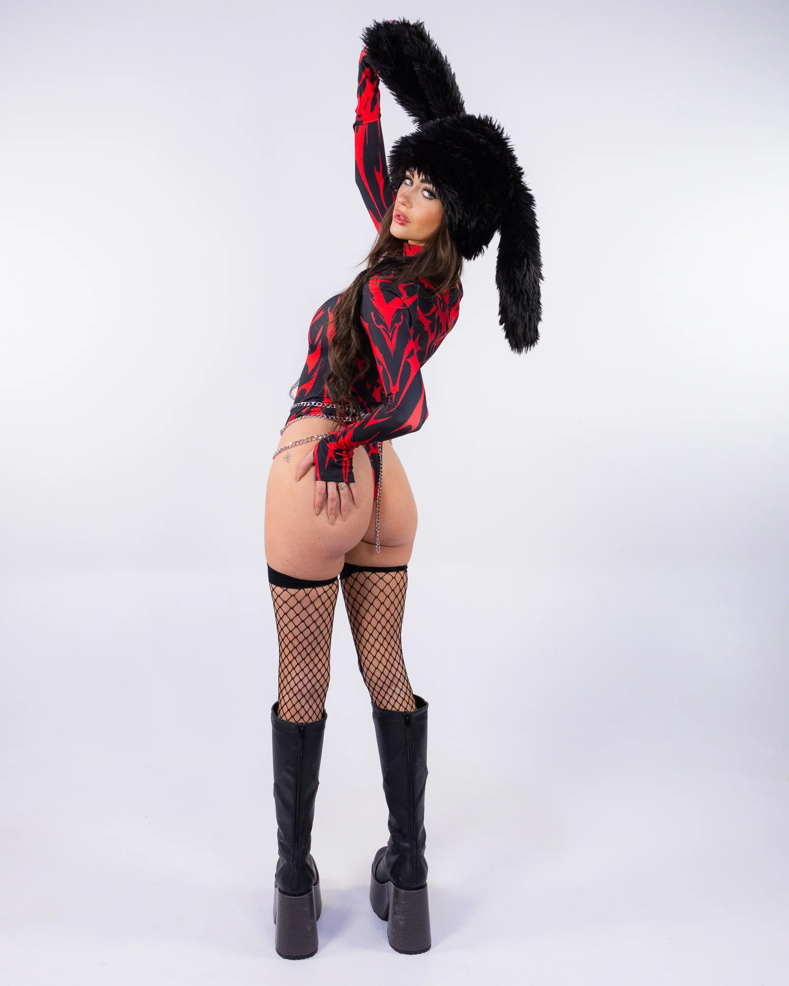 Candy Catz Sign Of Damnation Red Women's Back Zip Leotard - Image 6