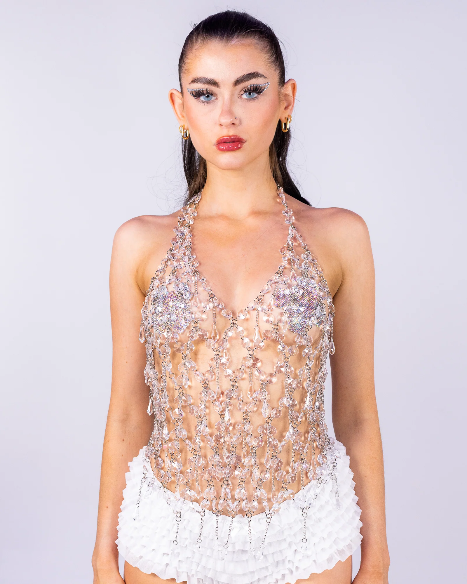 Crystal Vision Women's Silver Bead Top