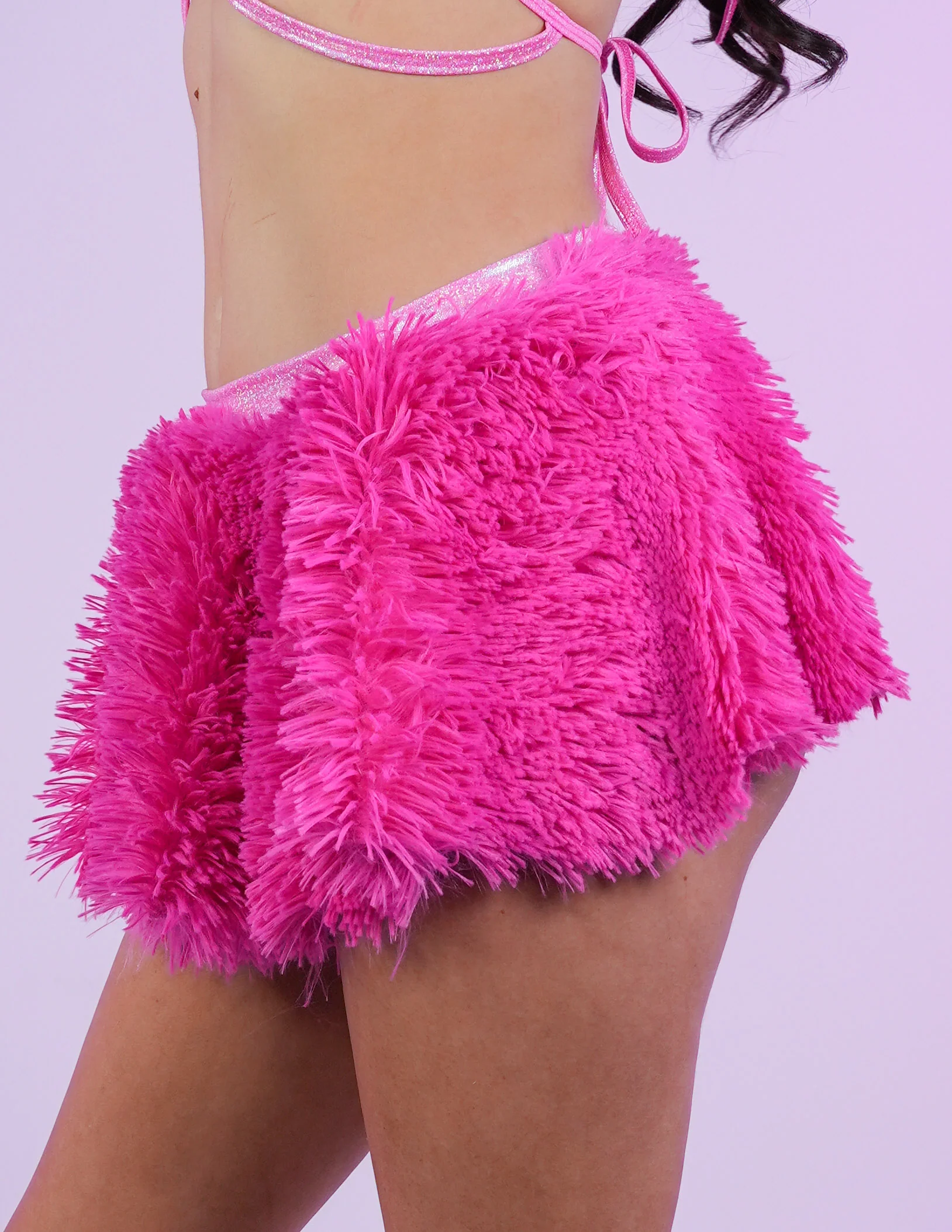 Cuddle Pink Faux Fur Skirt - Image 3