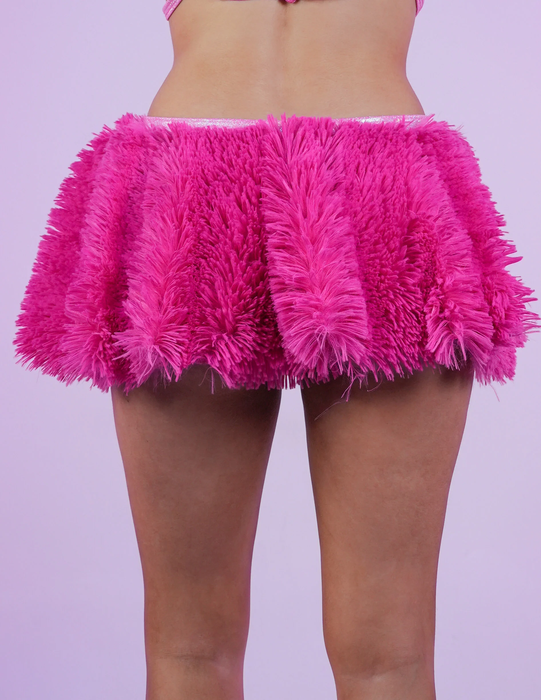 Cuddle Pink Faux Fur Skirt - Image 4