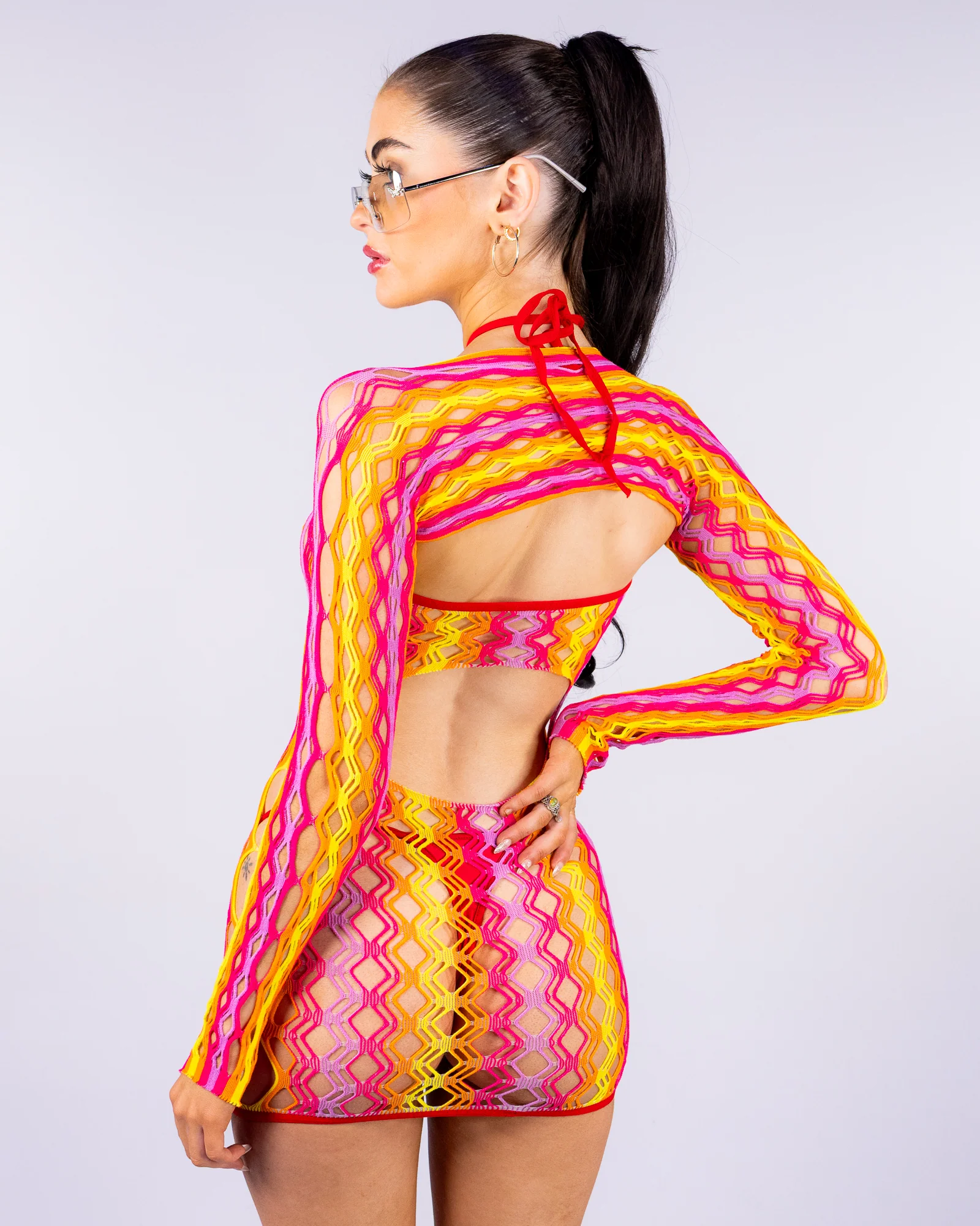 Eyes On Me Women's Pink/Yellow 2pc Dress & Shrug Set - Image 3