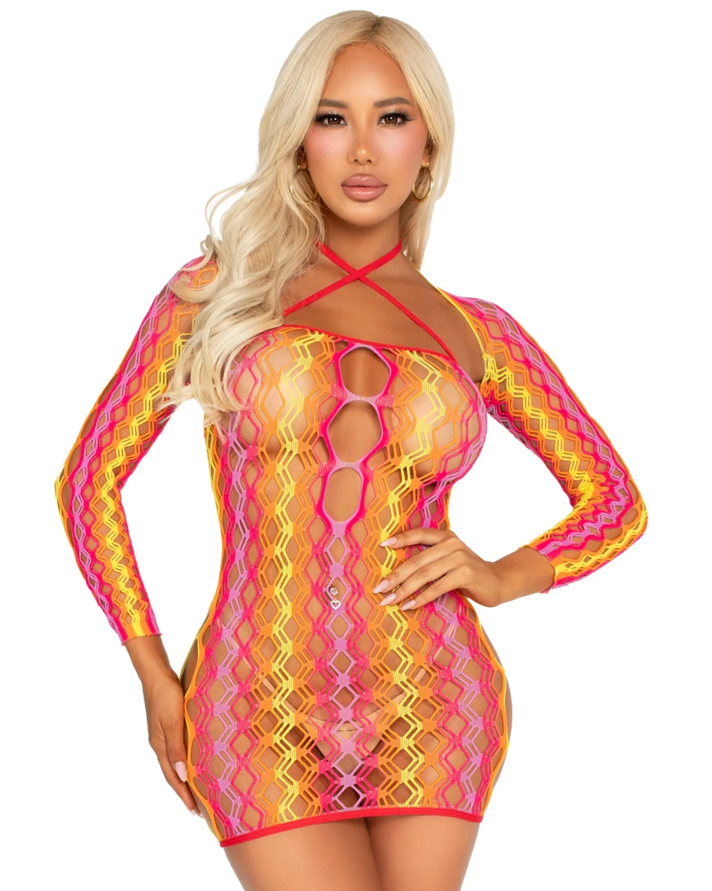 Eyes On Me Women's Pink/Yellow 2pc Dress & Shrug Set - Image 5