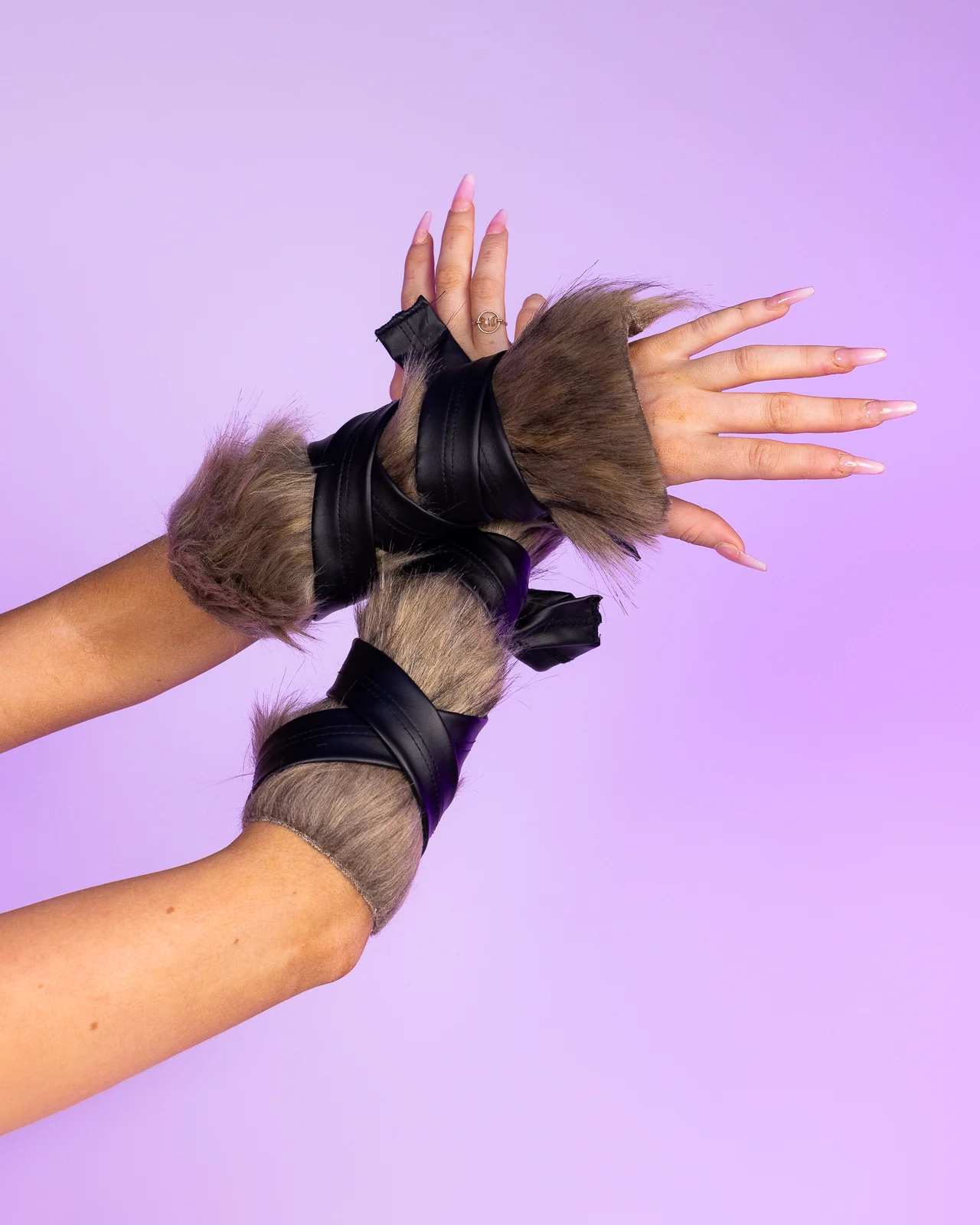 Faux Fur Arm Cuffs - Image 4
