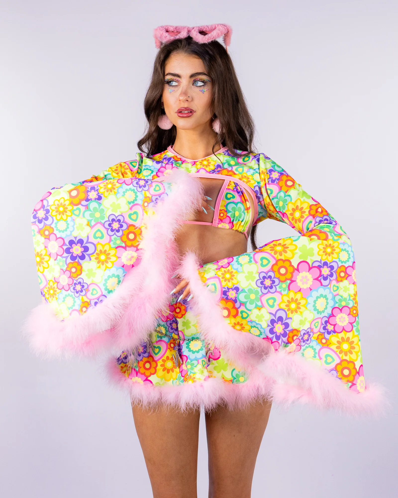 Flower Power Women's Faux Fur Trimmed Shrug - Image 3