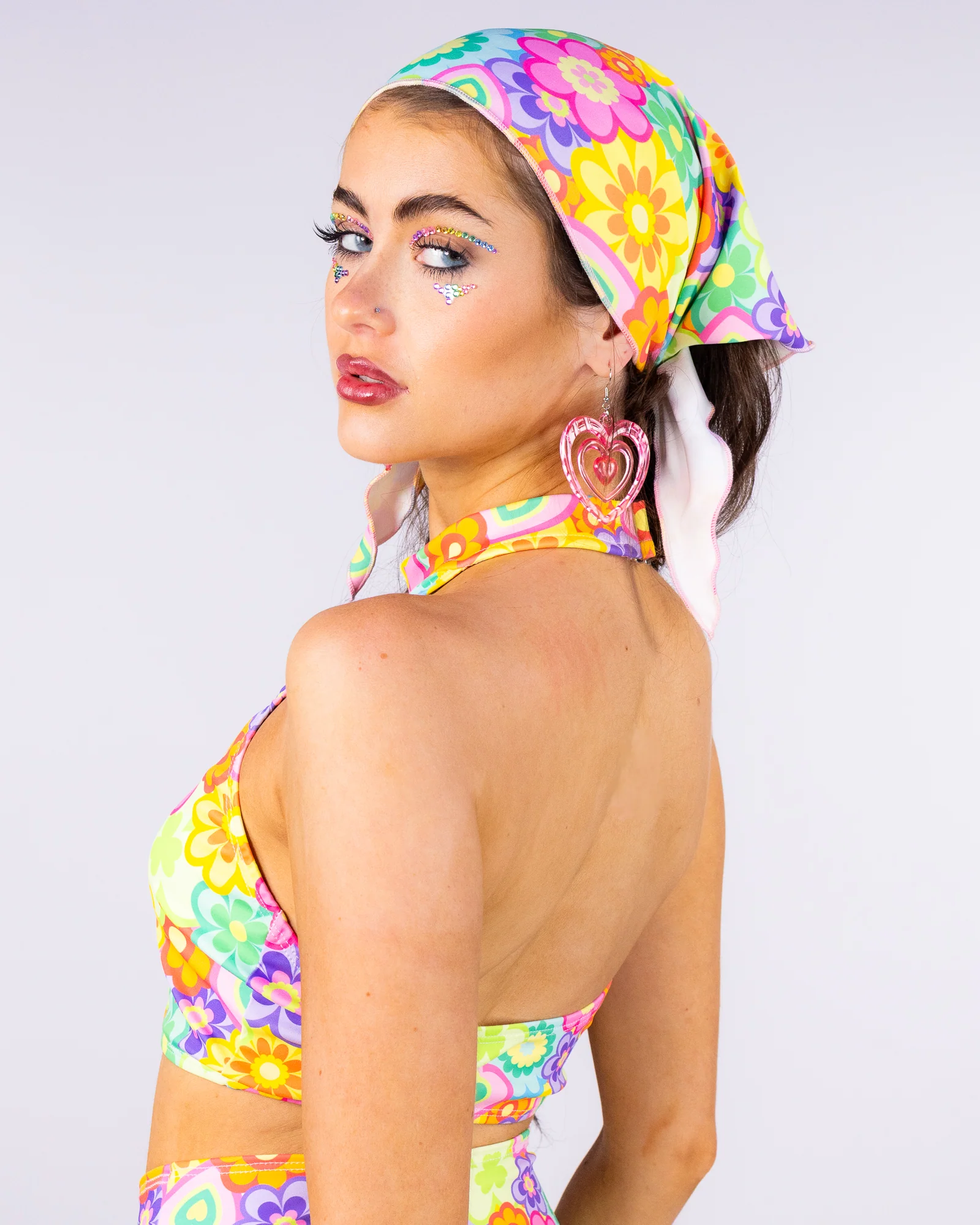 Flower Power Women's Mock Neck Crop Top - Image 4