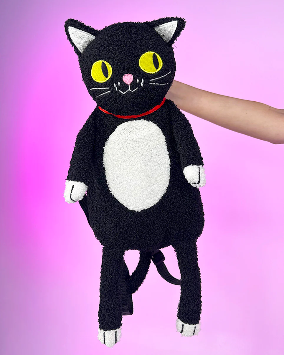 Furry Black Cat Backpack - Image 2