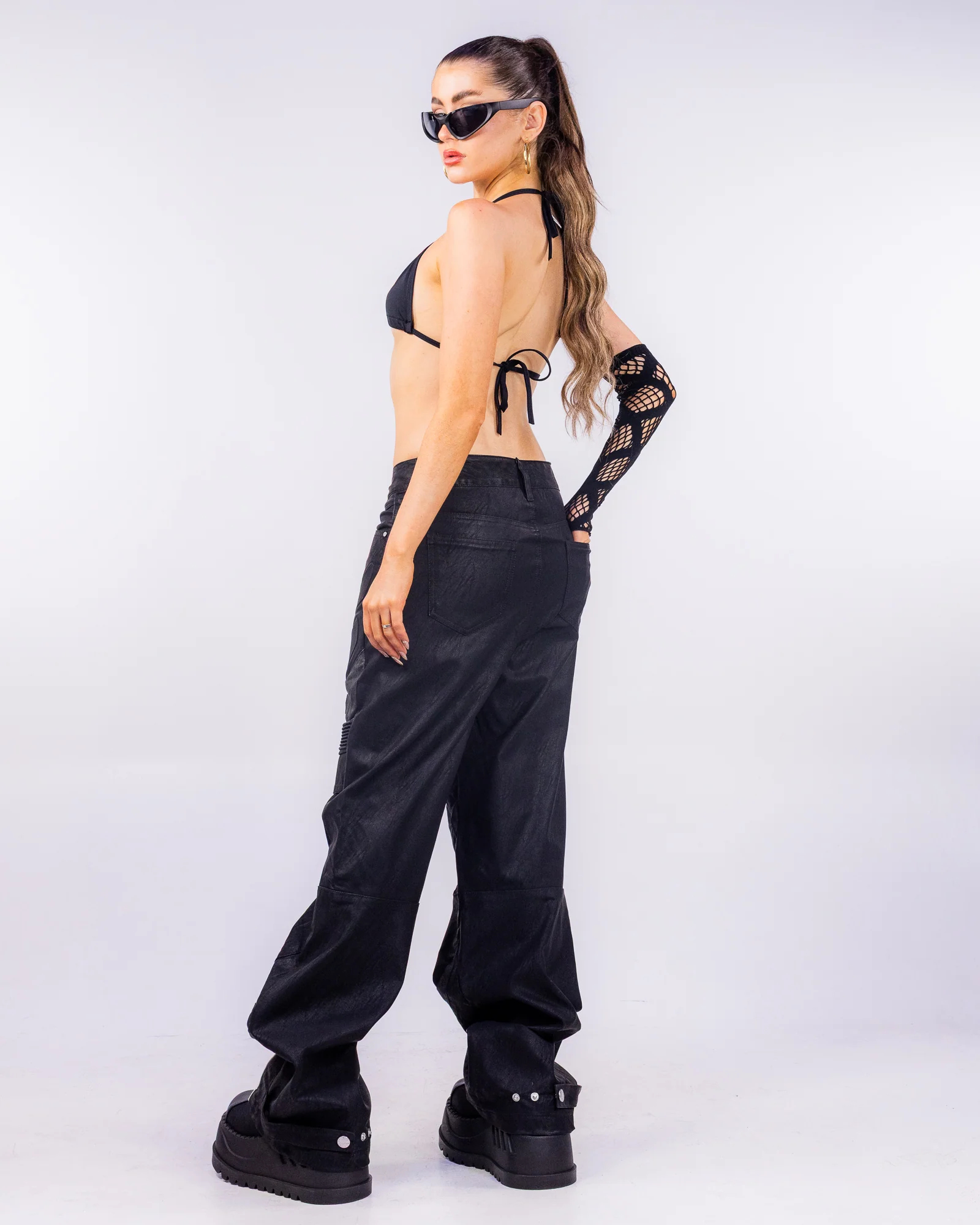 Fury Moto Women's Black Faux Leather Pants - Image 8
