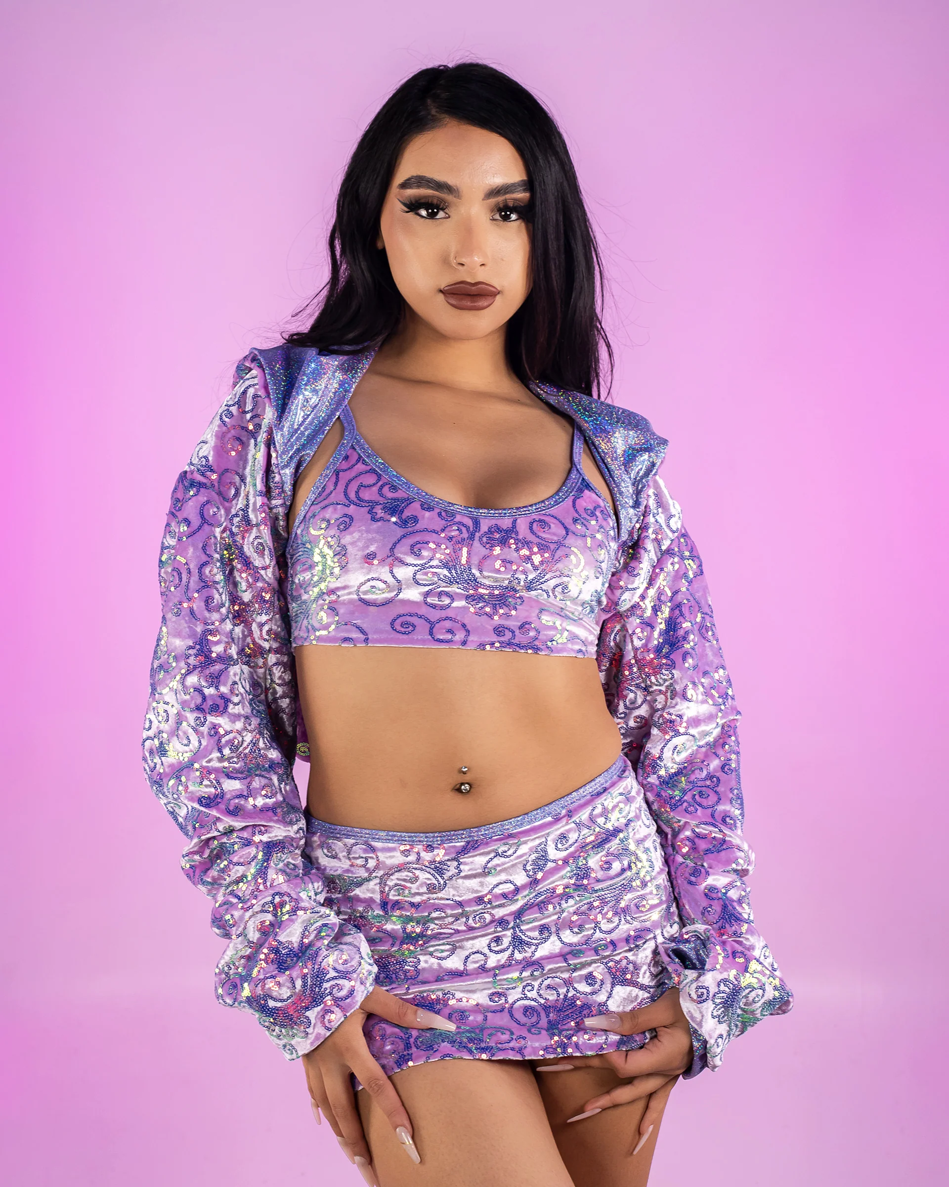 Lavender Cosmic Sequin Velvet Tank Top - Image 2