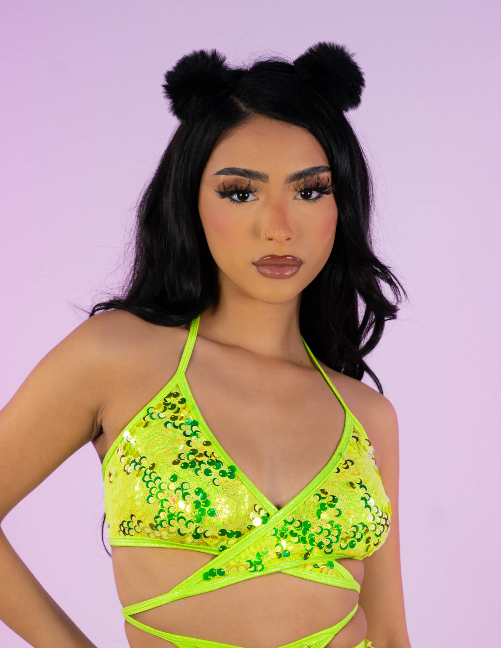 Neon Sequin Disco Criss-Cross Top - Image 3