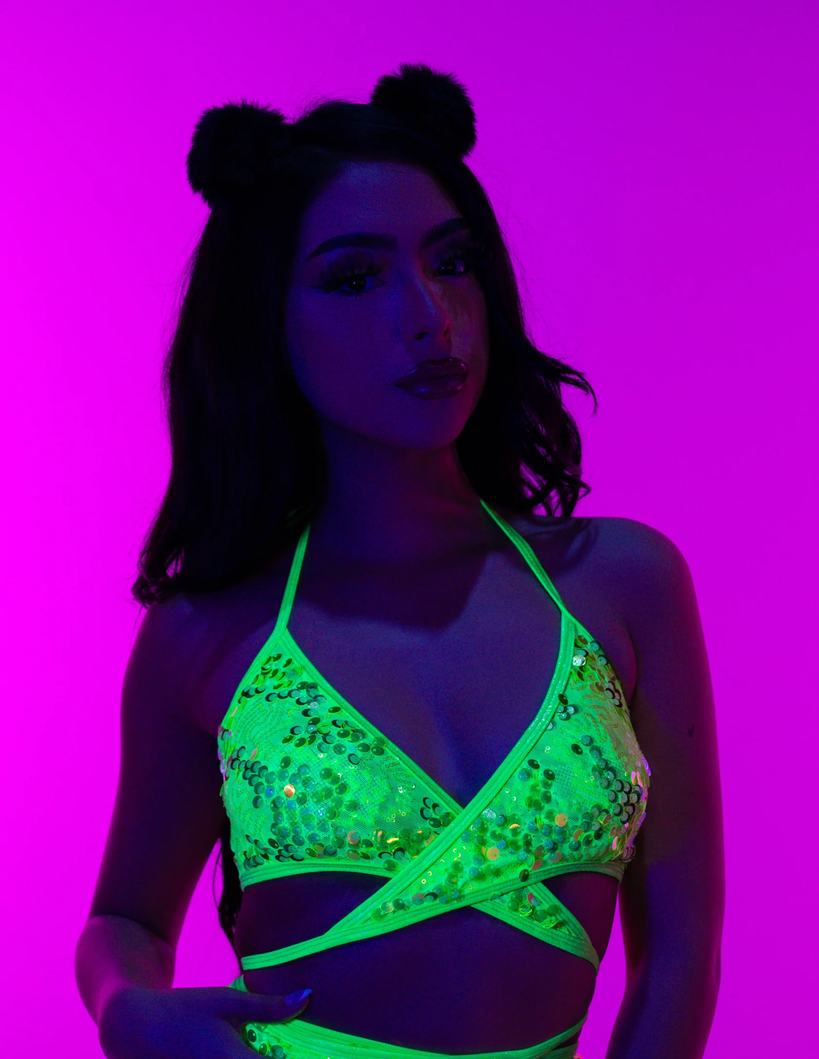 Neon Sequin Disco Criss-Cross Top - Image 5