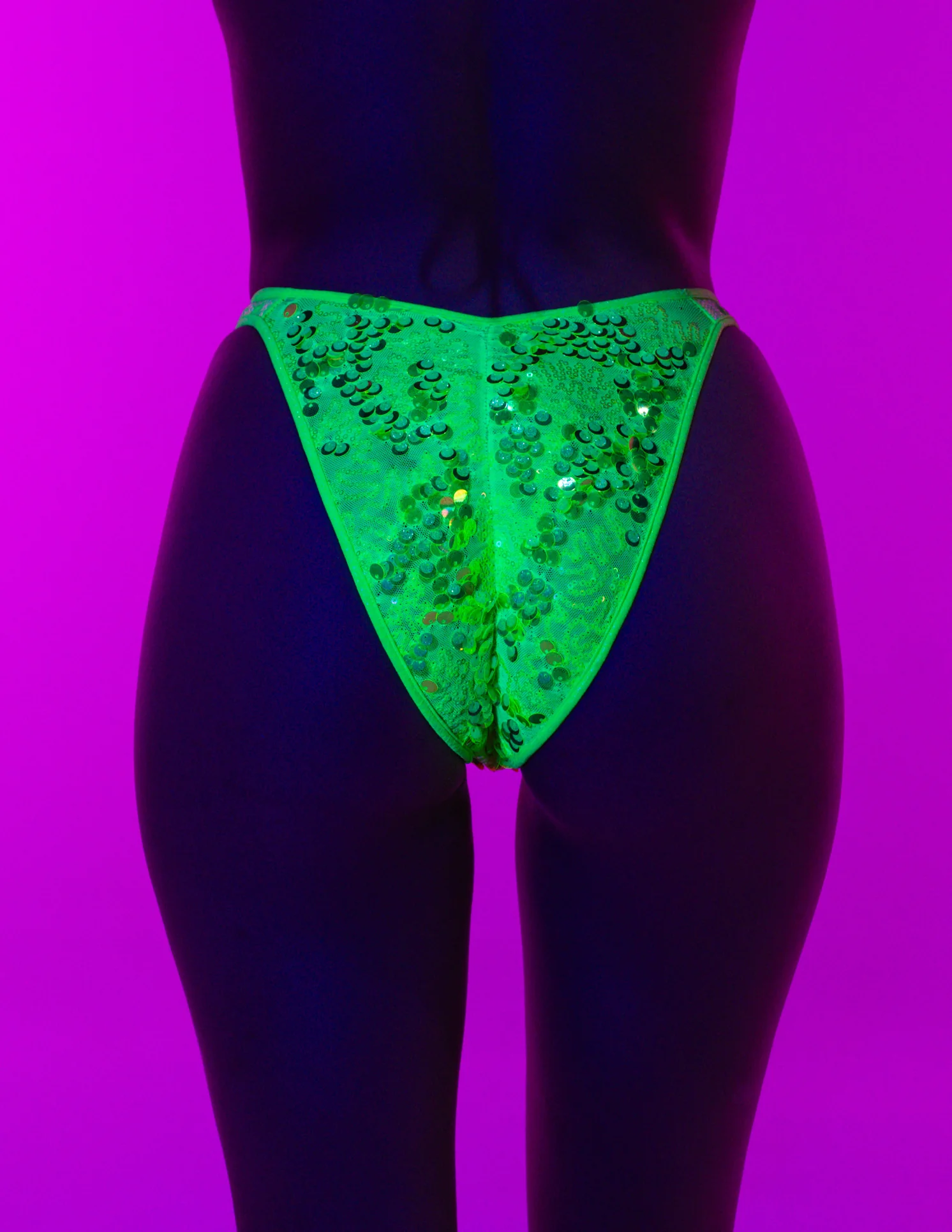 Neon Sequin Disco Scrunch Shorts - Image 4