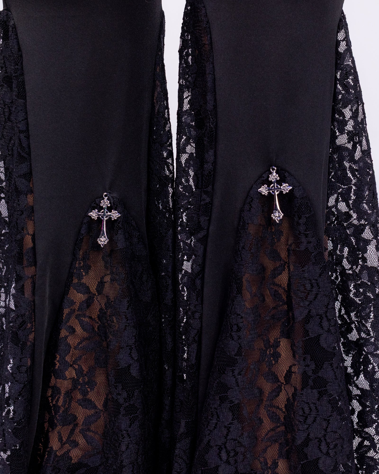 Omen Women's Black Lace Panel Bell Bottom Pants - Image 5