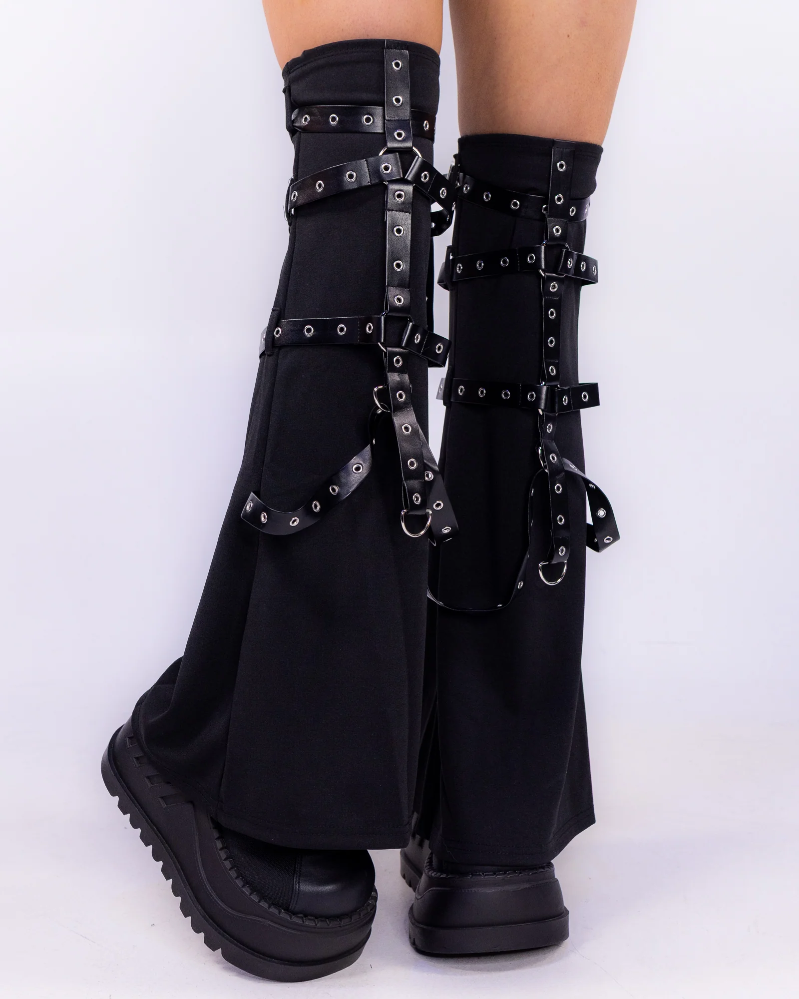 On The Edge Unisex Black Strap Leg Warmers