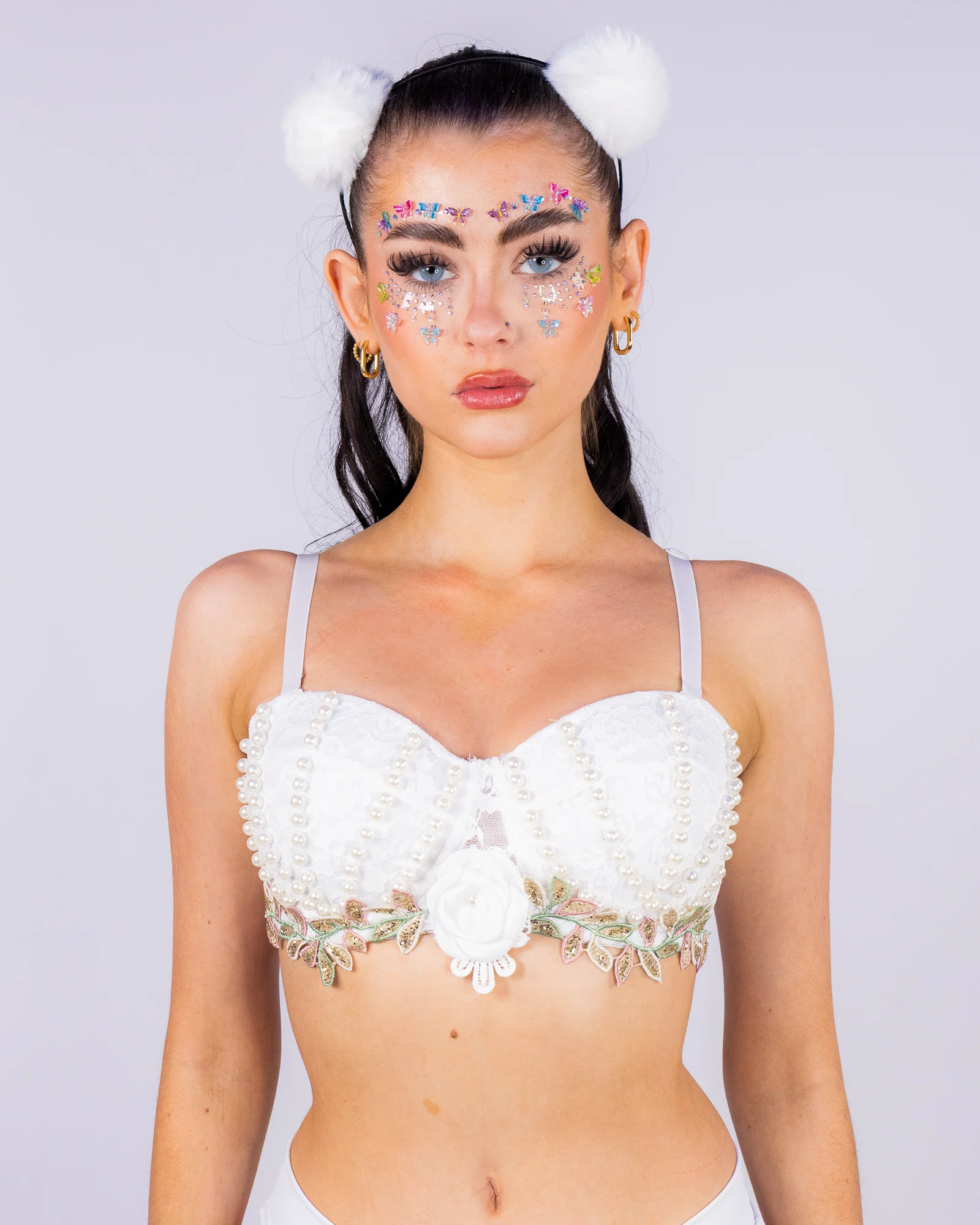 Pearlescent Women's White Pearl Bra Top - Image 4