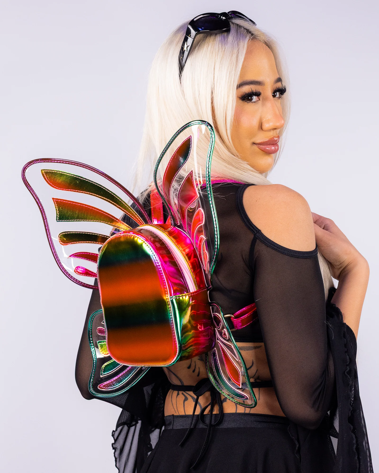 Rainbow Holo Butterfly Unisex Backpack - Image 3