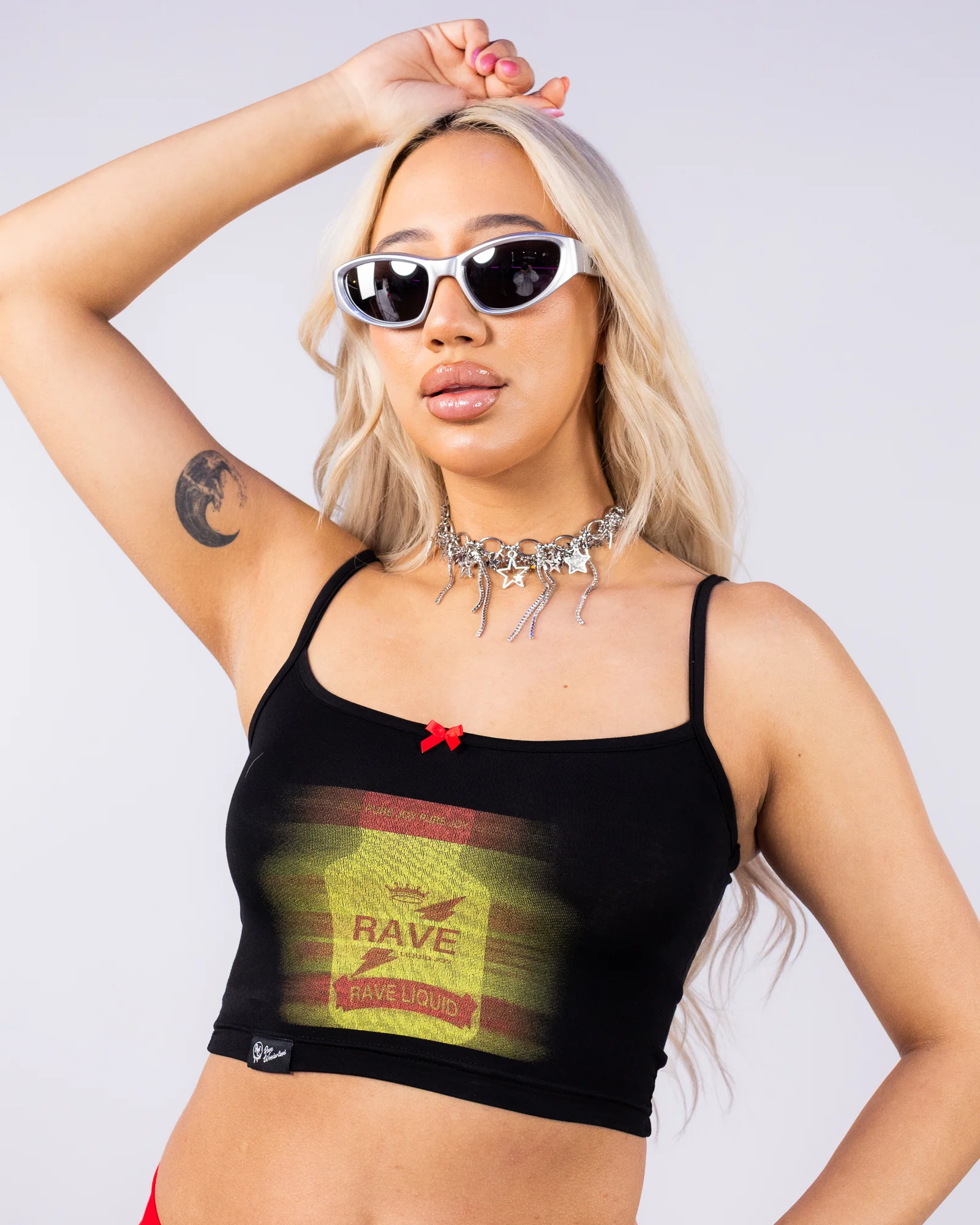 Rave Liquid Poppers Women's Black Baby Tank