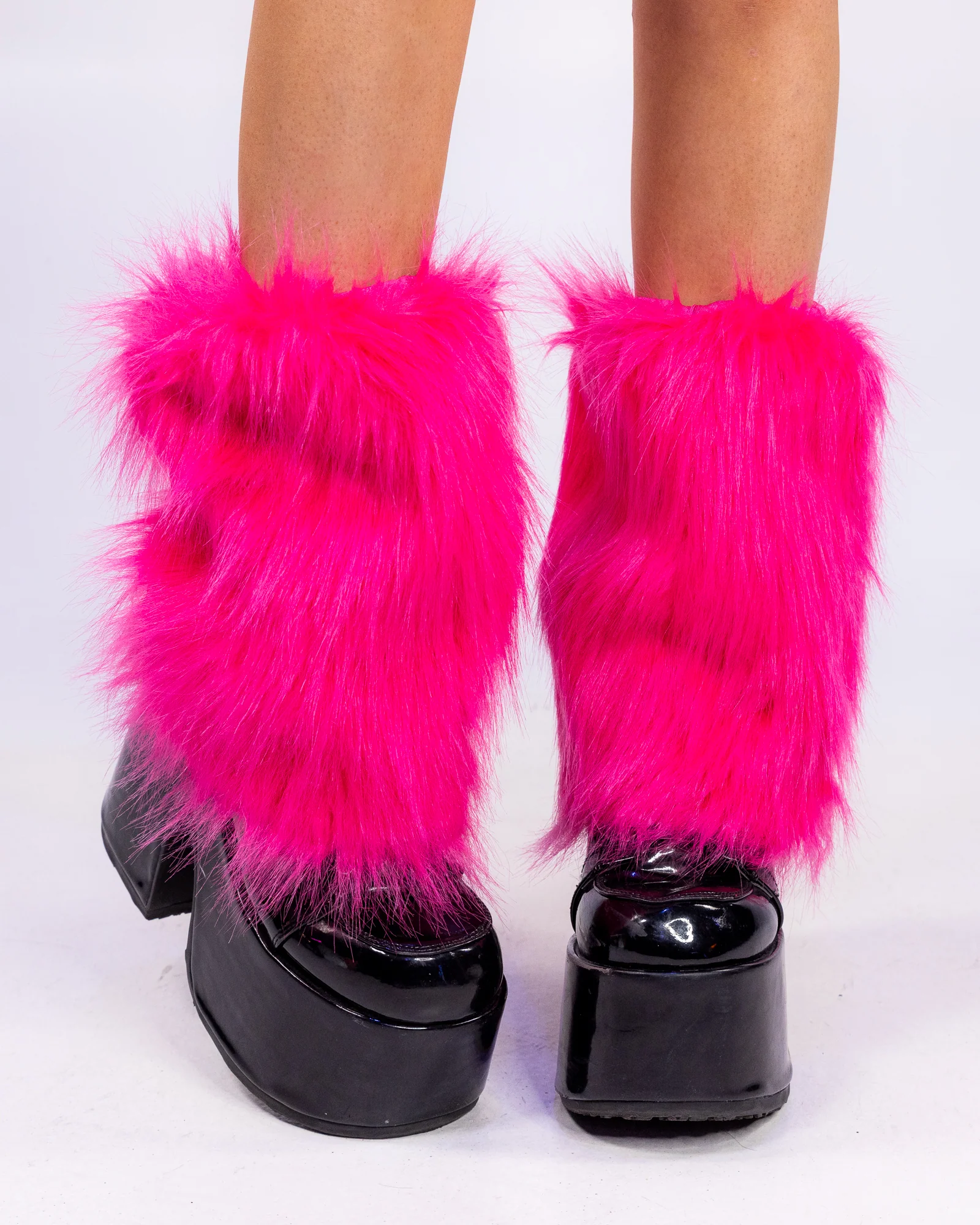 Short Solid Fluffy Women's Leg Warmers - Image 3