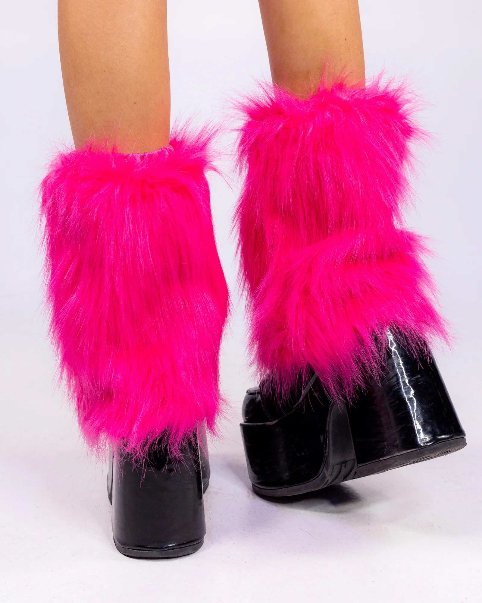 Short Solid Fluffy Women's Leg Warmers - Image 4