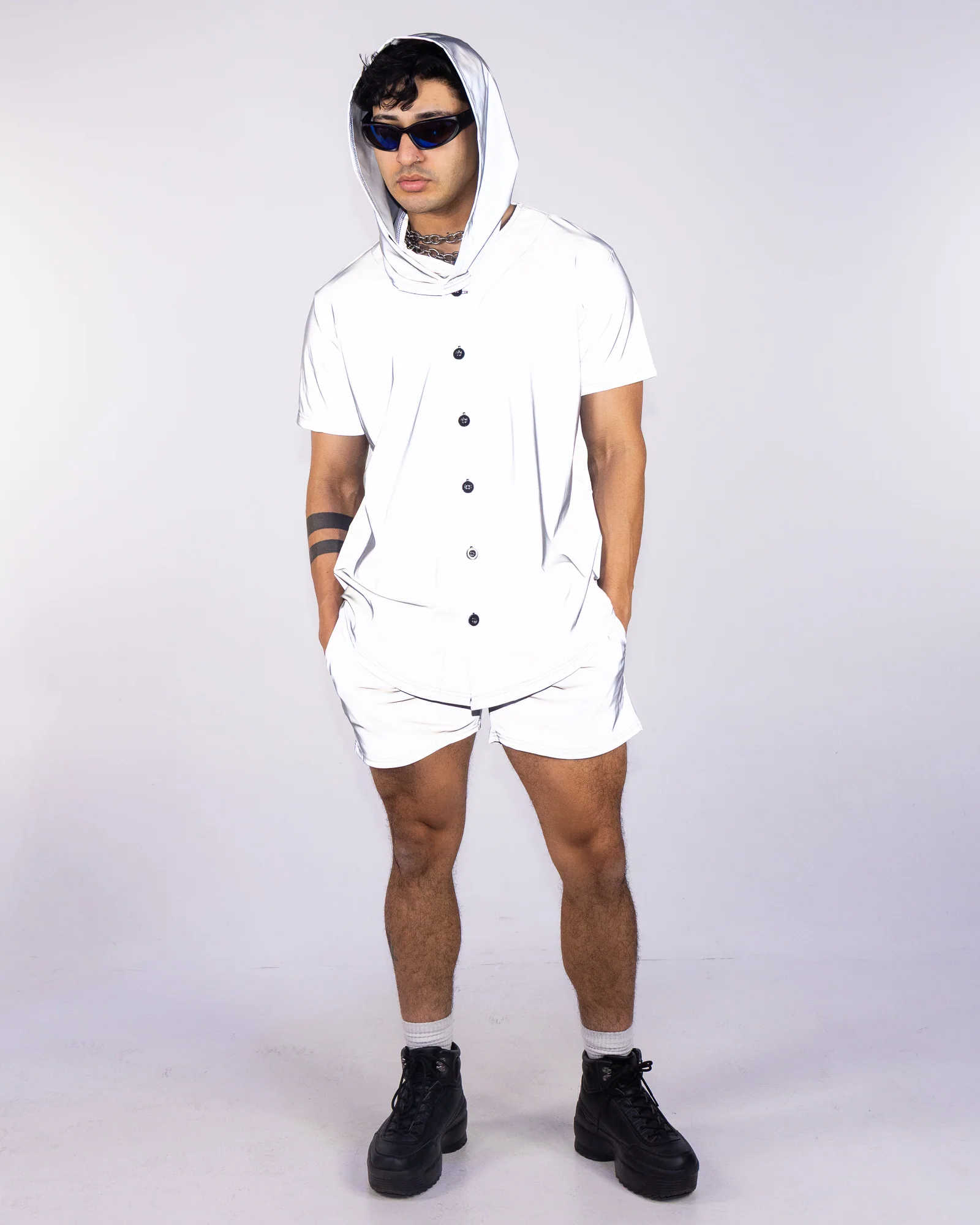 Silver Flash Reflective Drawstring Shorts - Image 8