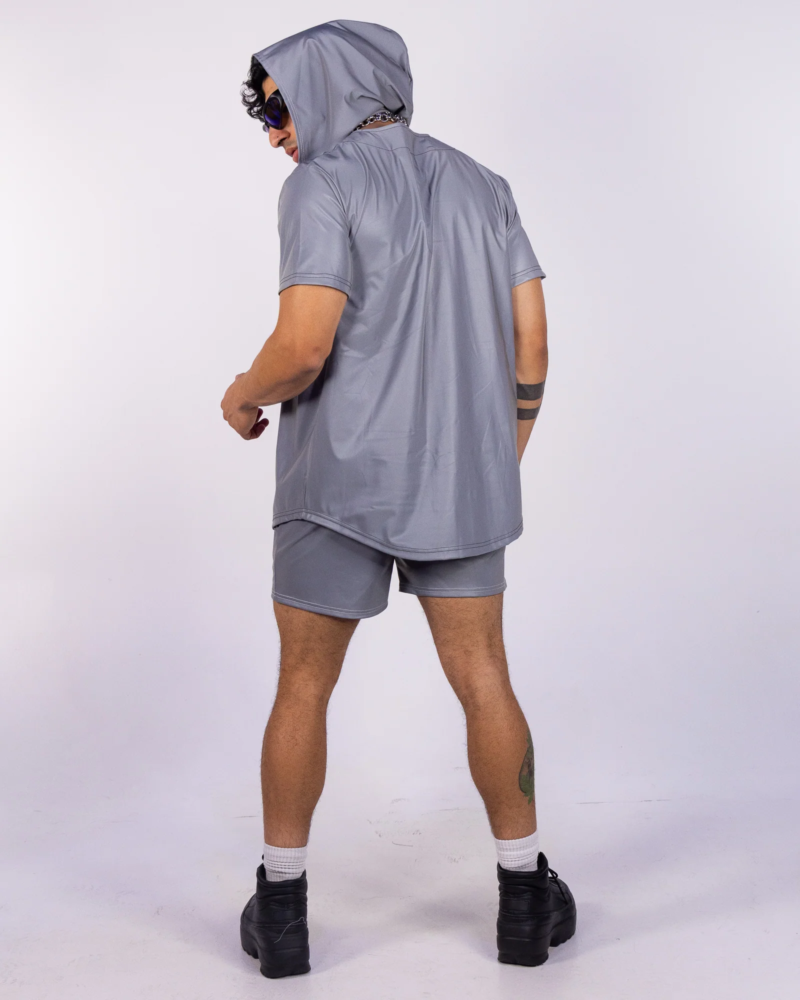 Silver Flash Reflective Drawstring Shorts - Image 9