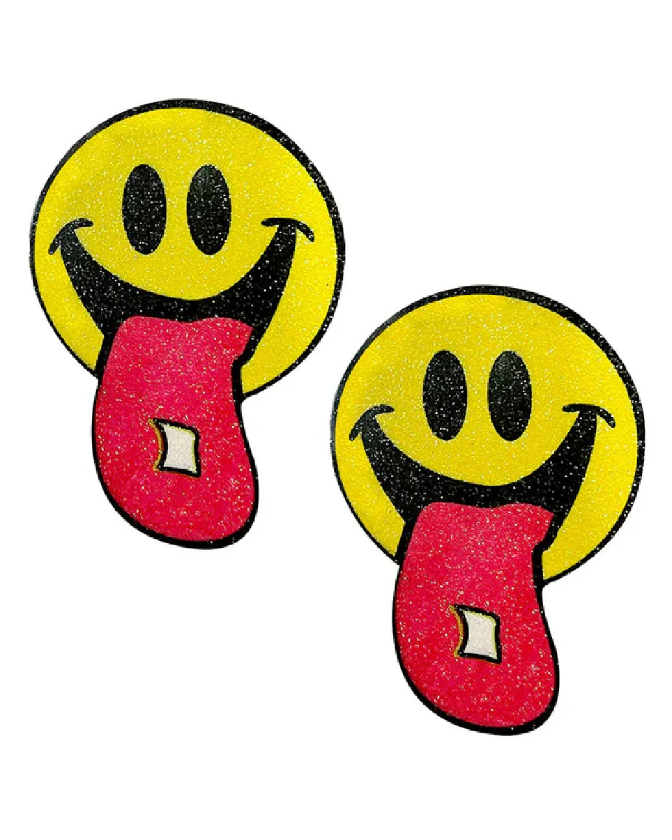 Smiley Face Acid Tab Women's Glitter Pasties - Image 3