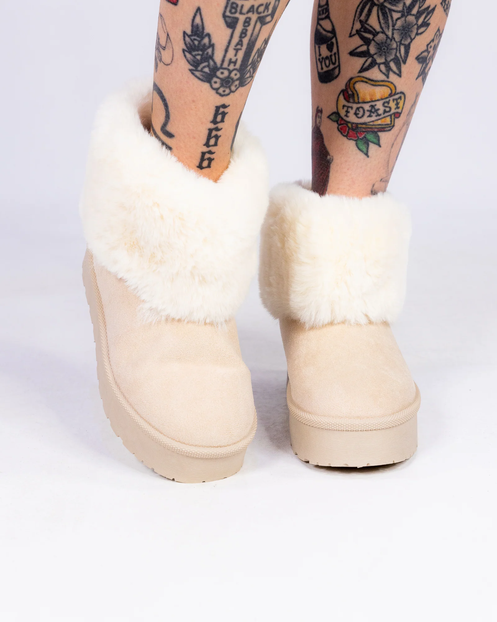 So Bae-sic Cream Women's Faux Fur Booties - Image 2