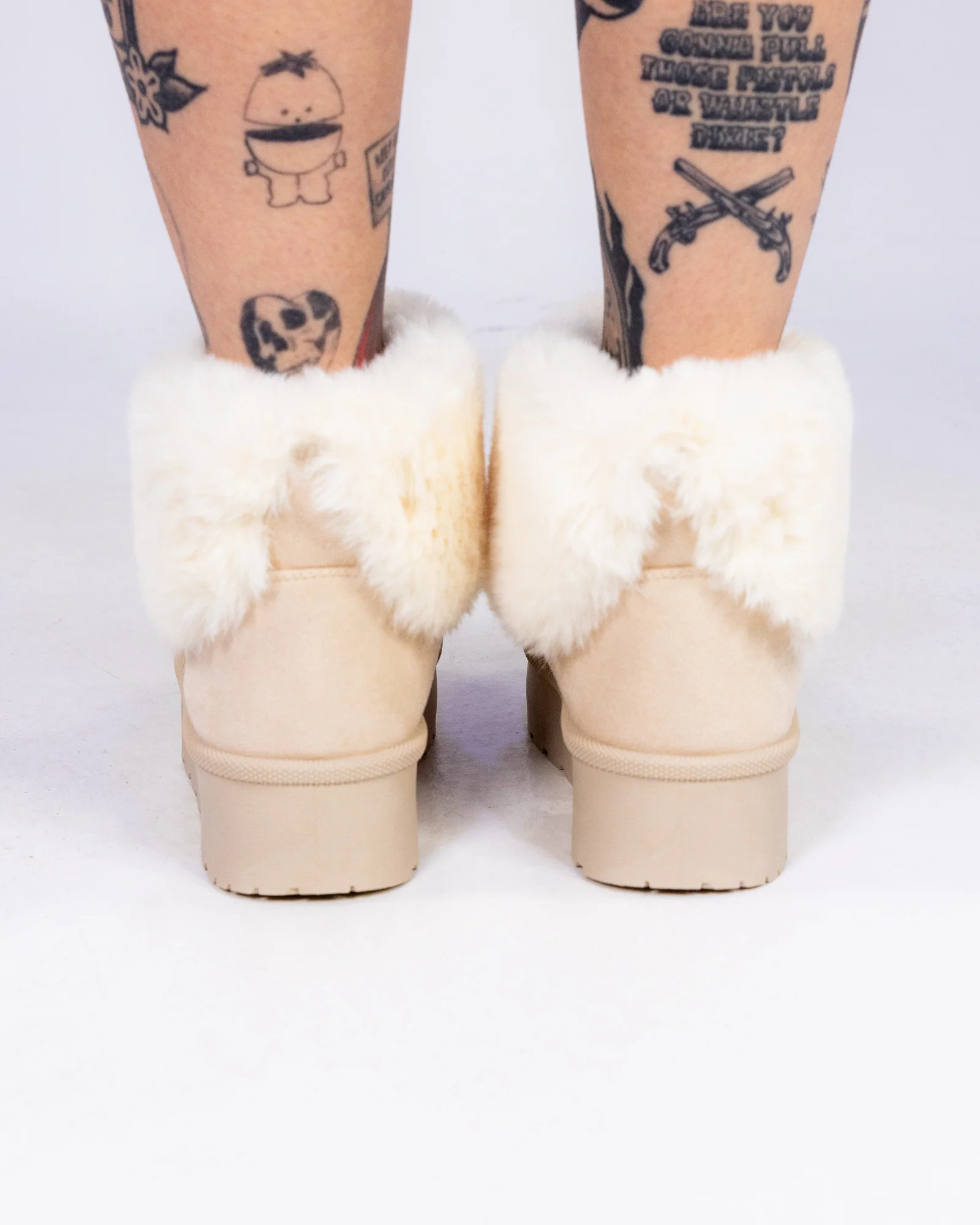 So Bae-sic Cream Women's Faux Fur Booties - Image 3