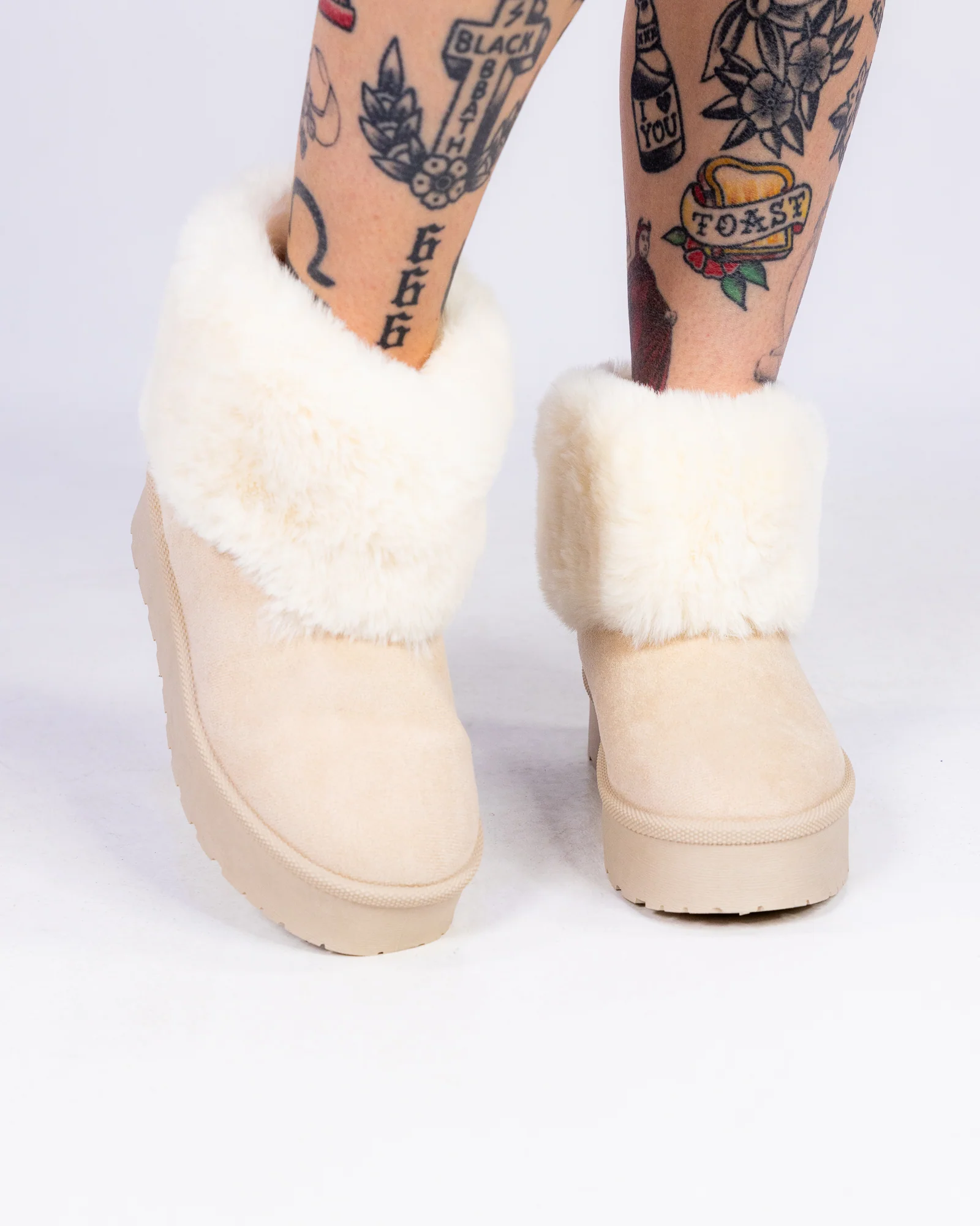 So Bae-sic Cream Women's Faux Fur Booties - Image 4