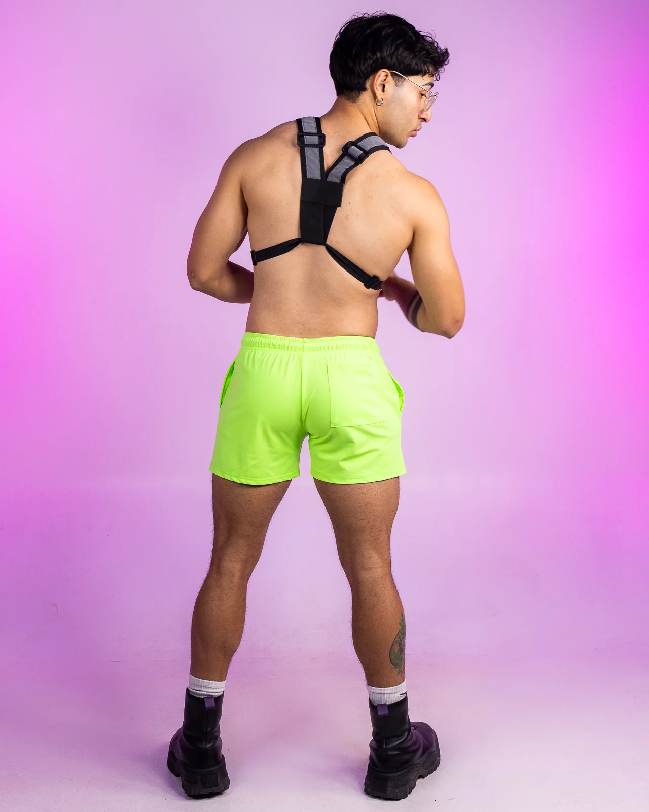 Solid Neon Green Drawstring Shorts - Image 7