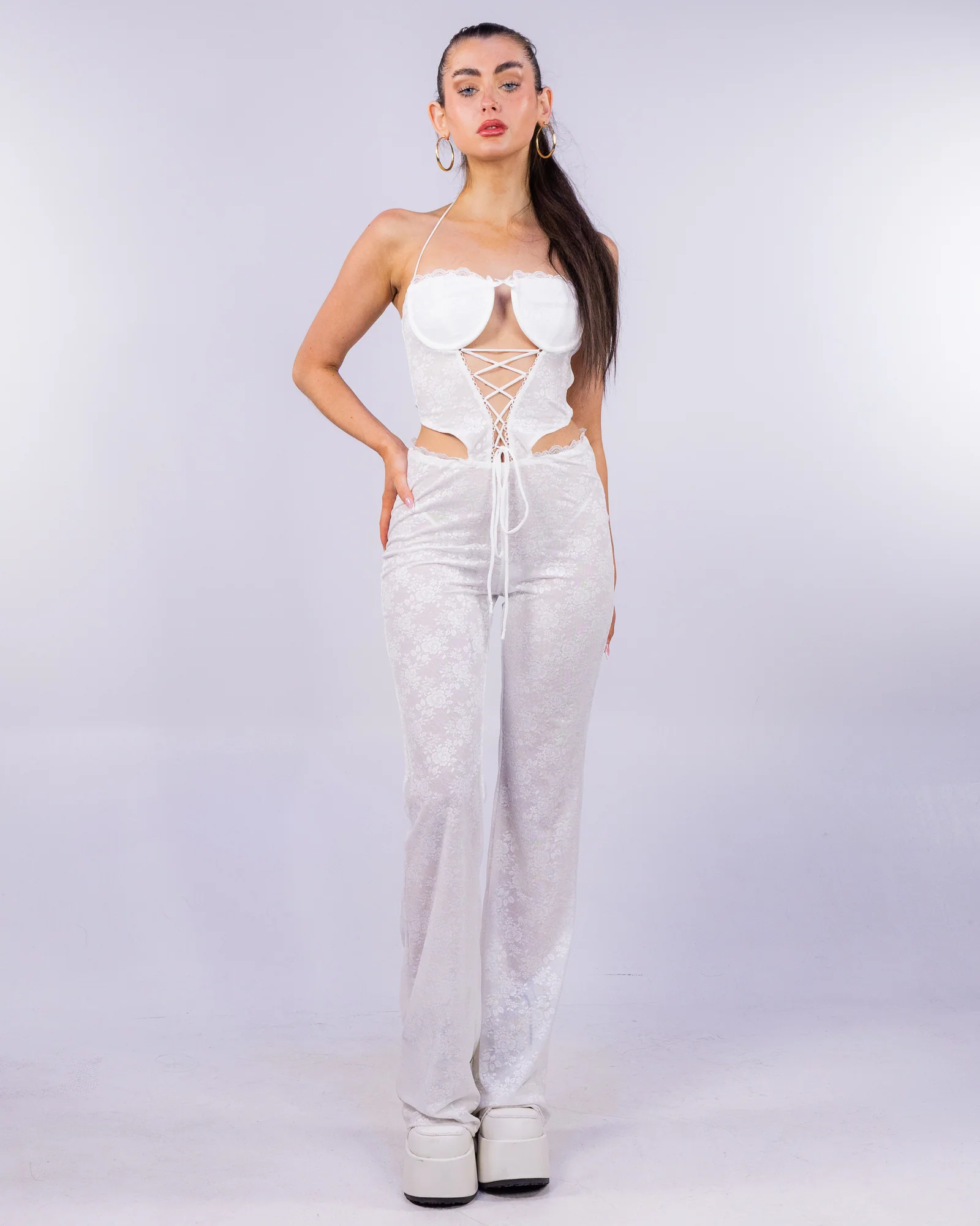 Summer Lace Women's White Jumpsuit - Image 3
