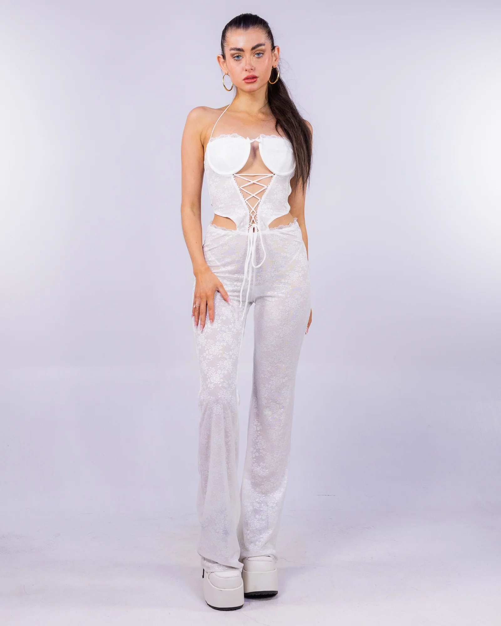 Summer Lace Women's White Jumpsuit - Image 4