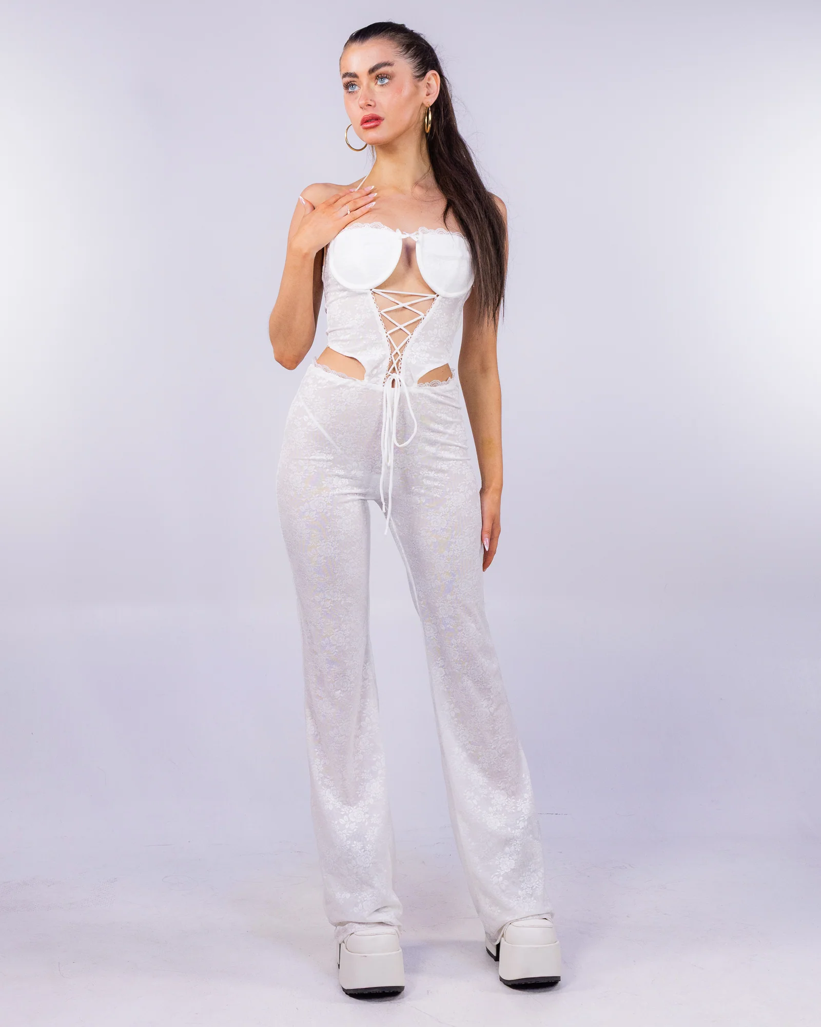 Summer Lace Women's White Jumpsuit - Image 5