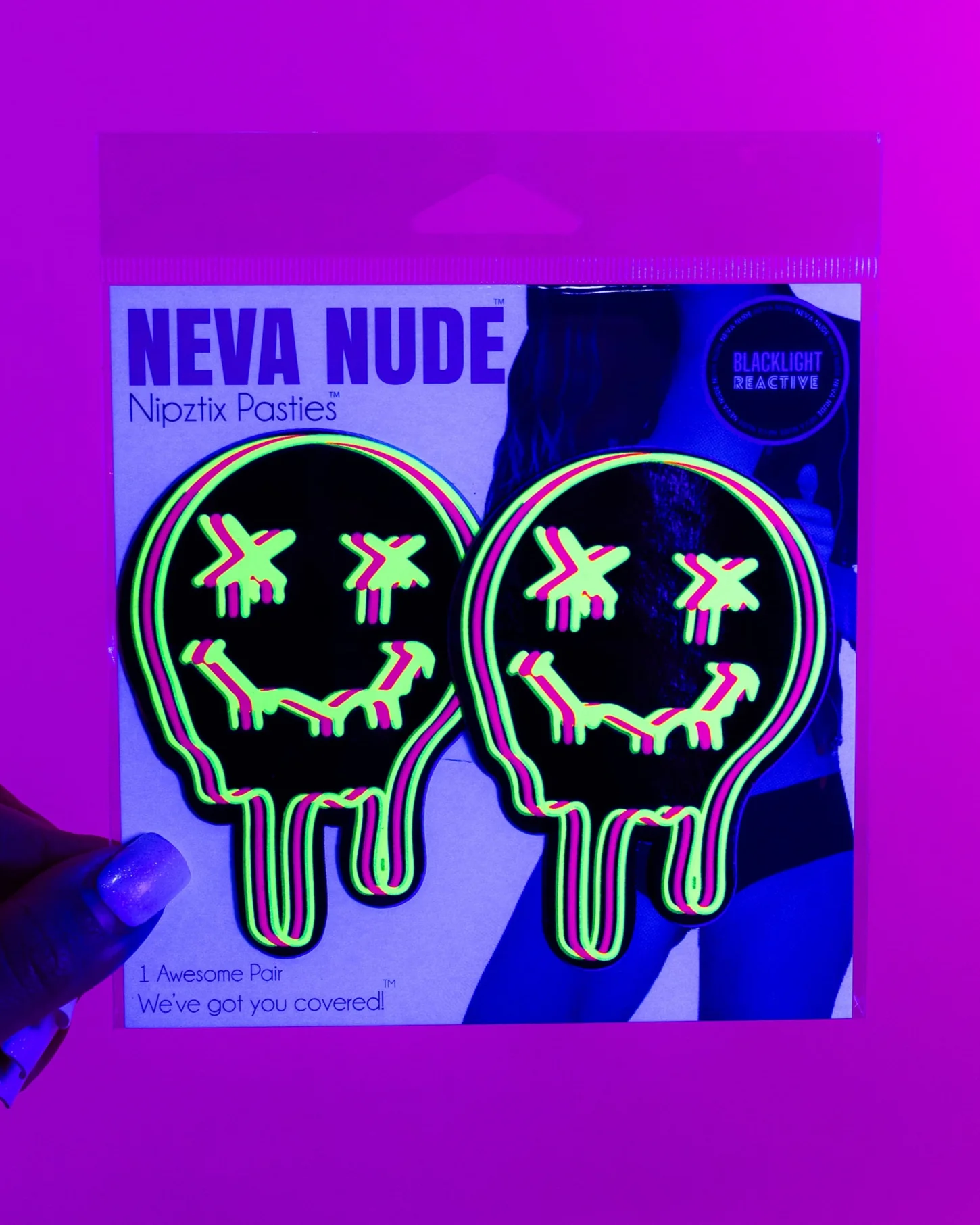 Super UV Trippy Face Women's Neon Pasties - Image 2