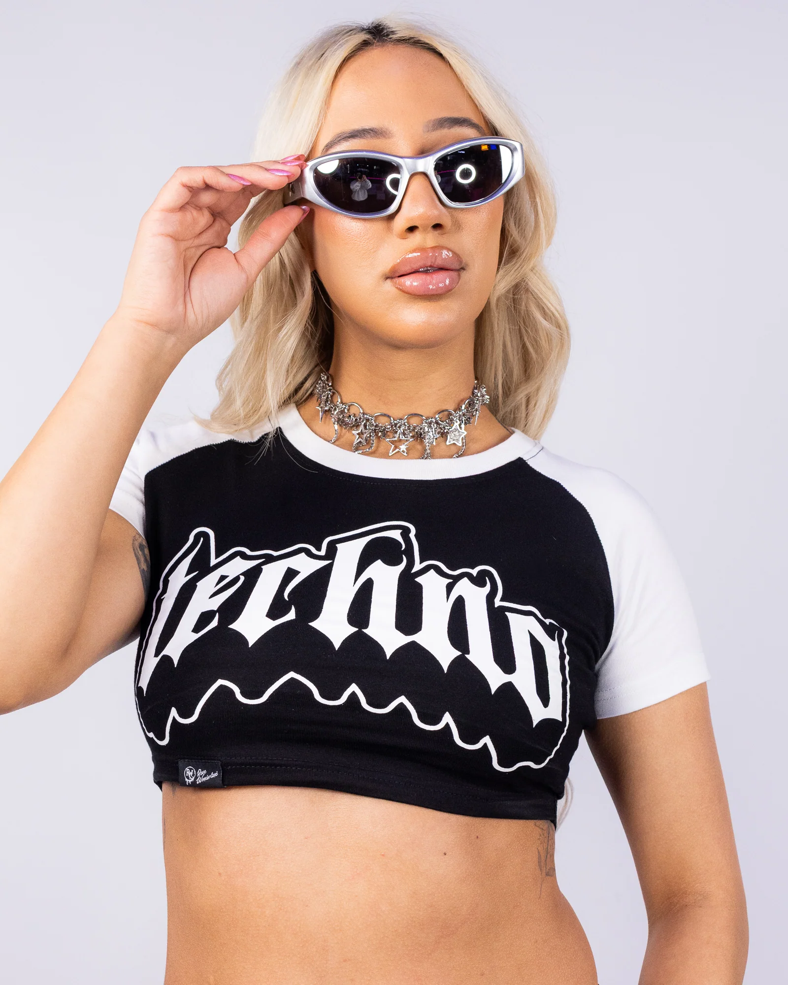 Techno Women's Black & White Baby Tee