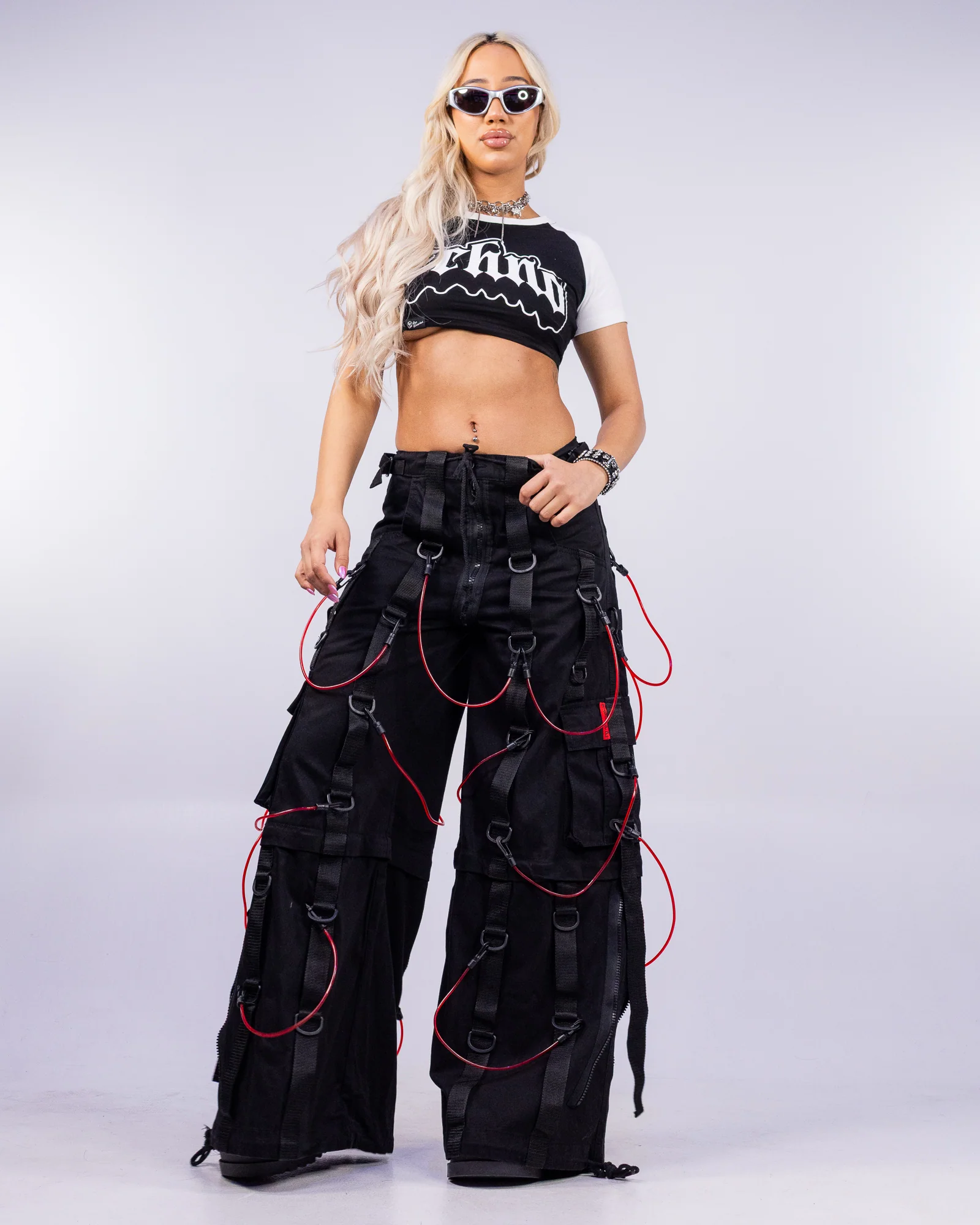 Techno Women's Black & White Baby Tee - Image 5
