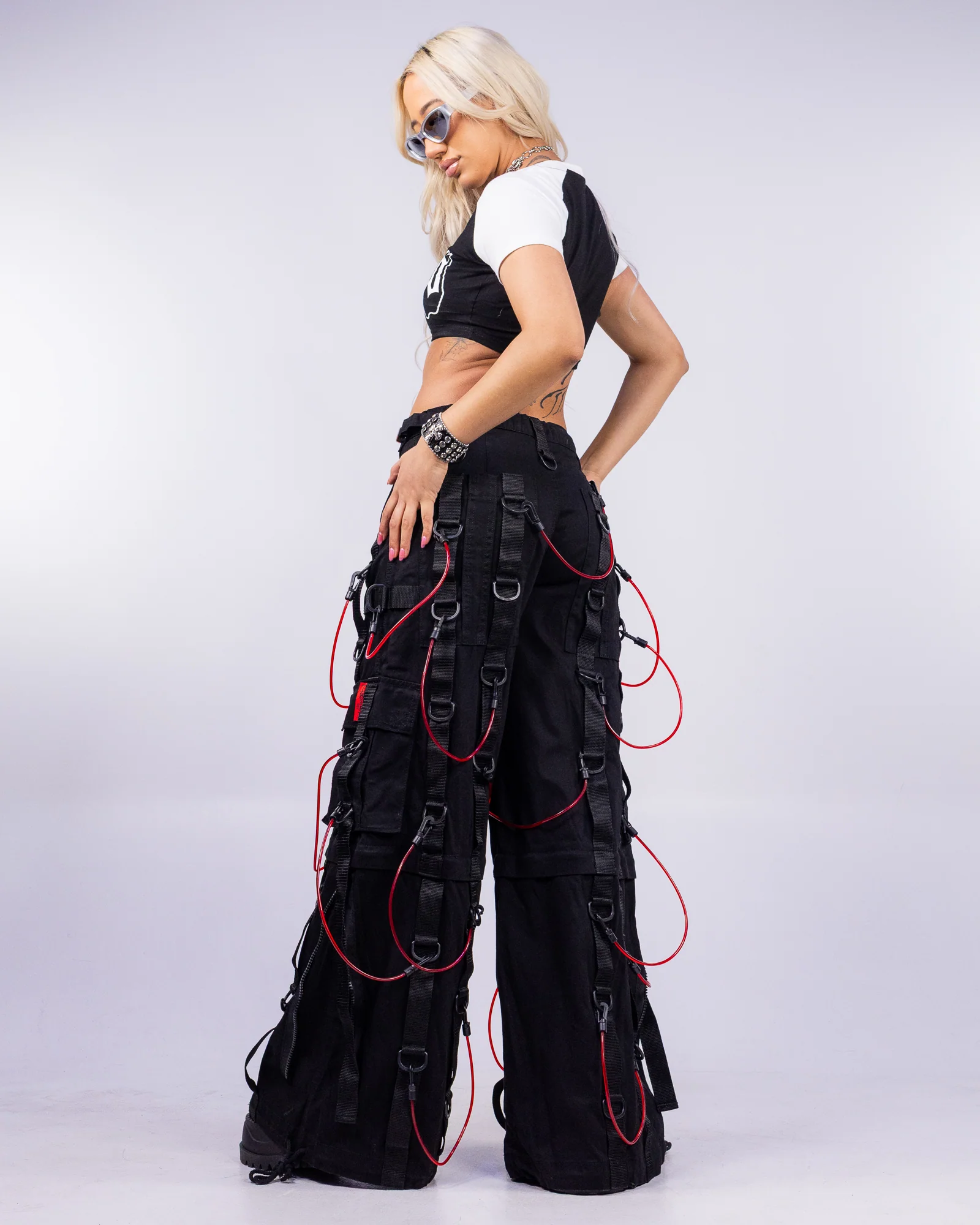 Techno Women's Black & White Baby Tee - Image 6