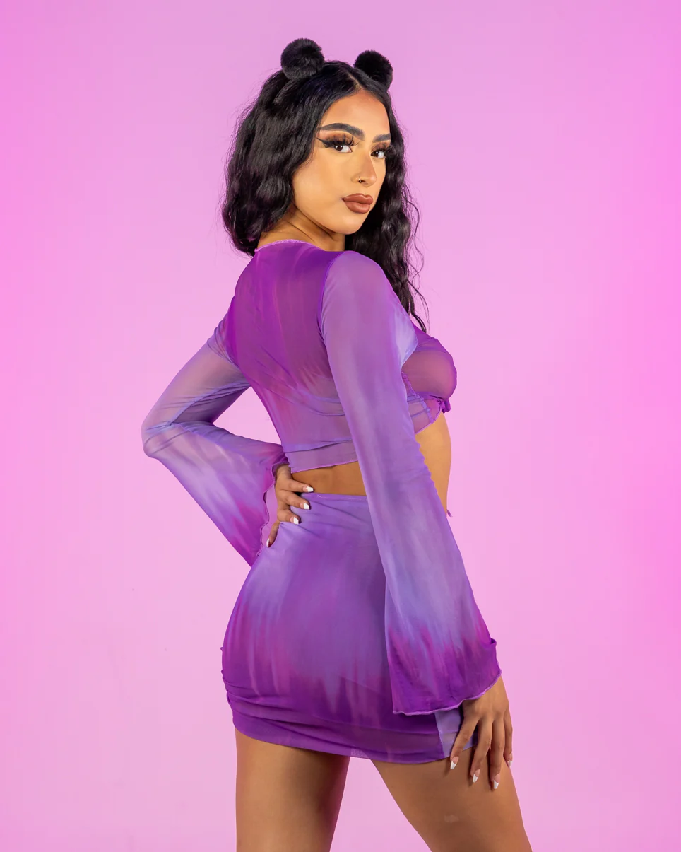 Tied & Dyed 2pc Lavender Skirt Set - Image 5