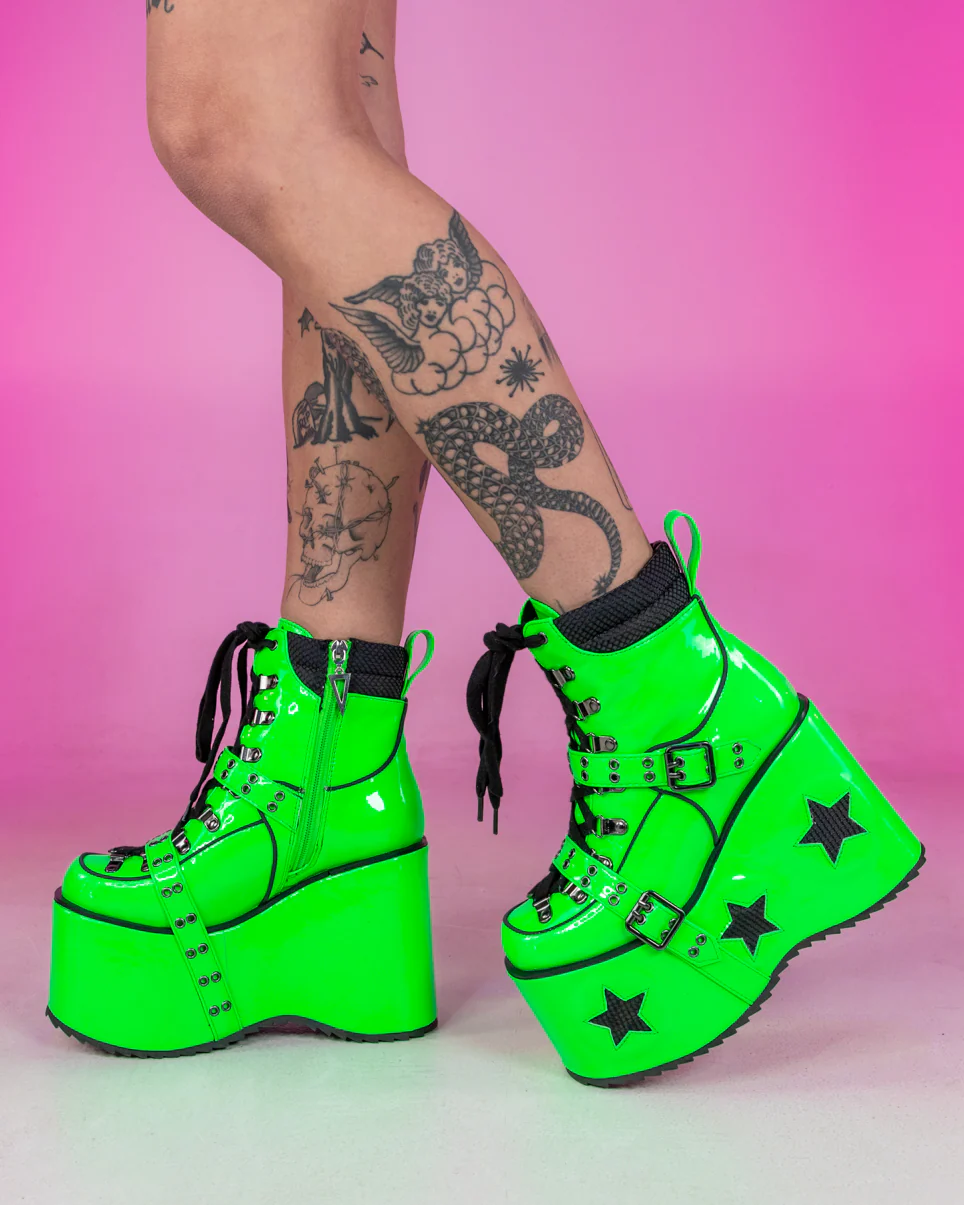 Green Spaced Out Platform Boots - Image 2