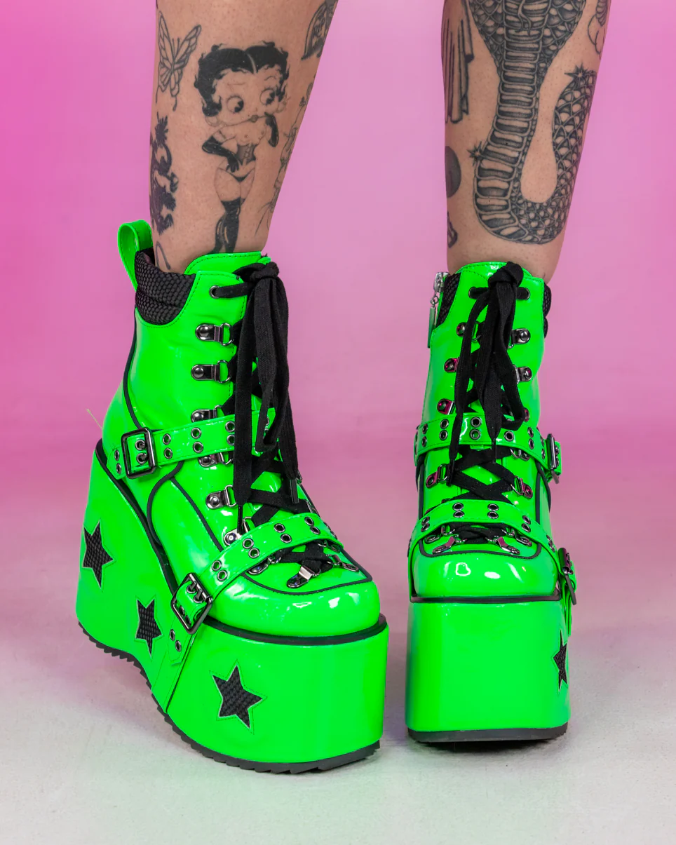 Green Spaced Out Platform Boots - Image 3
