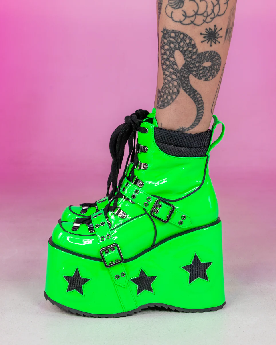 Green Spaced Out Platform Boots - Image 4