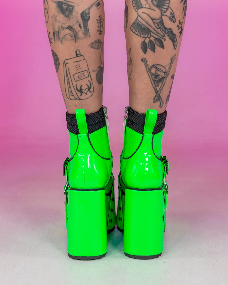 Green Spaced Out Platform Boots - Image 5