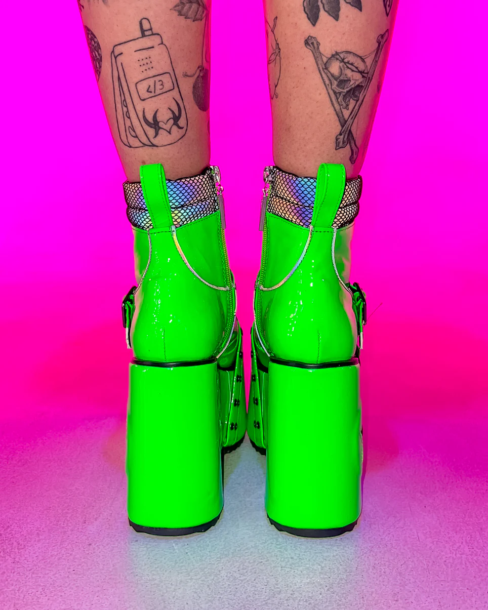 Green Spaced Out Platform Boots - Image 8