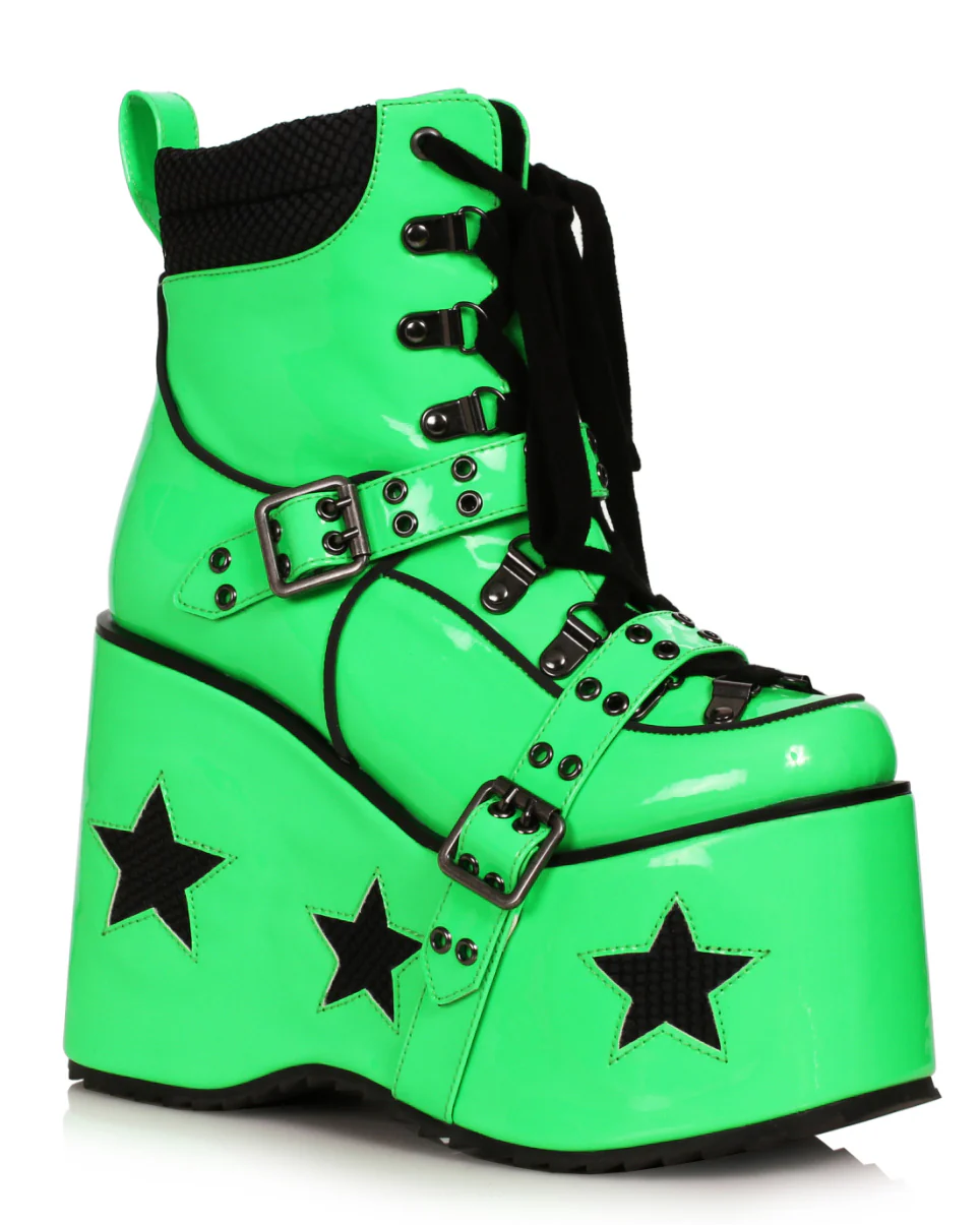 Green Spaced Out Platform Boots - Image 9