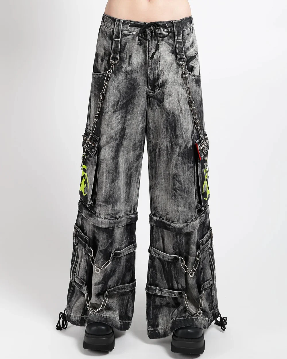 Tripp NYC Zip-Off Biohazard Black Denim Storm Wash Unisex Pant - Image 14